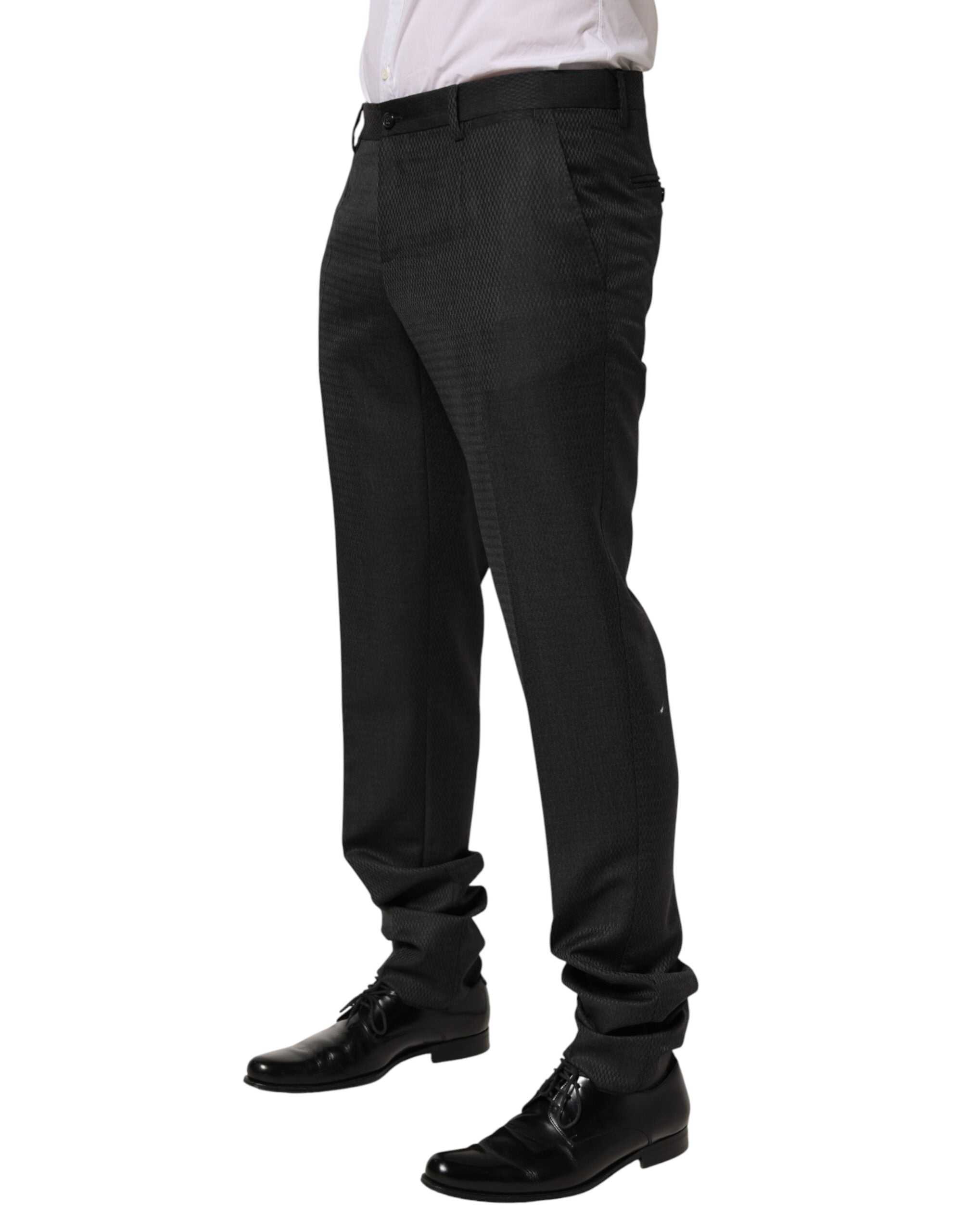 Dolce & Gabbana Black Wool Formal Dress Men Trouser Pants