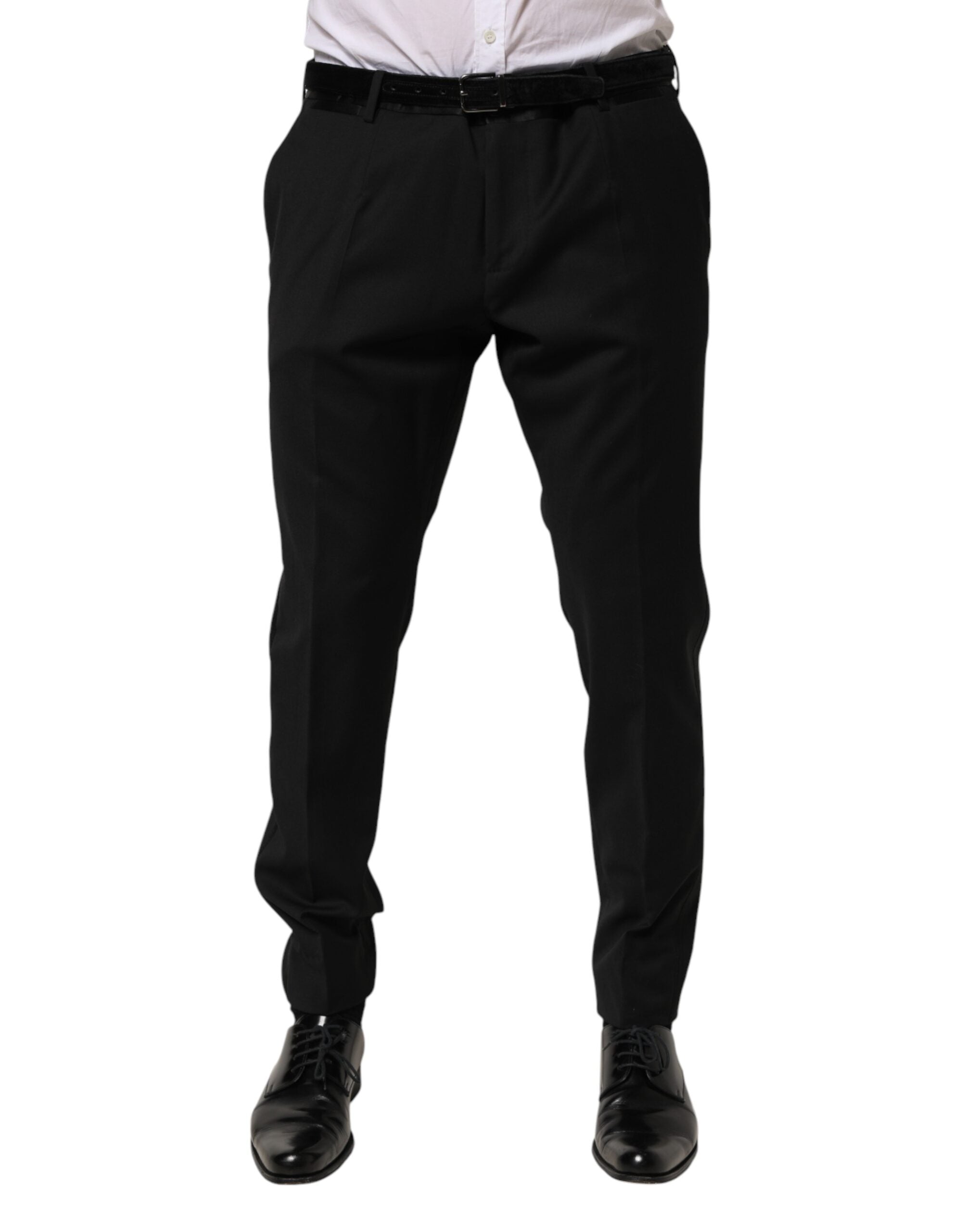 Dolce & Gabbana Black Wool Formal Dress Men Trouser Pants