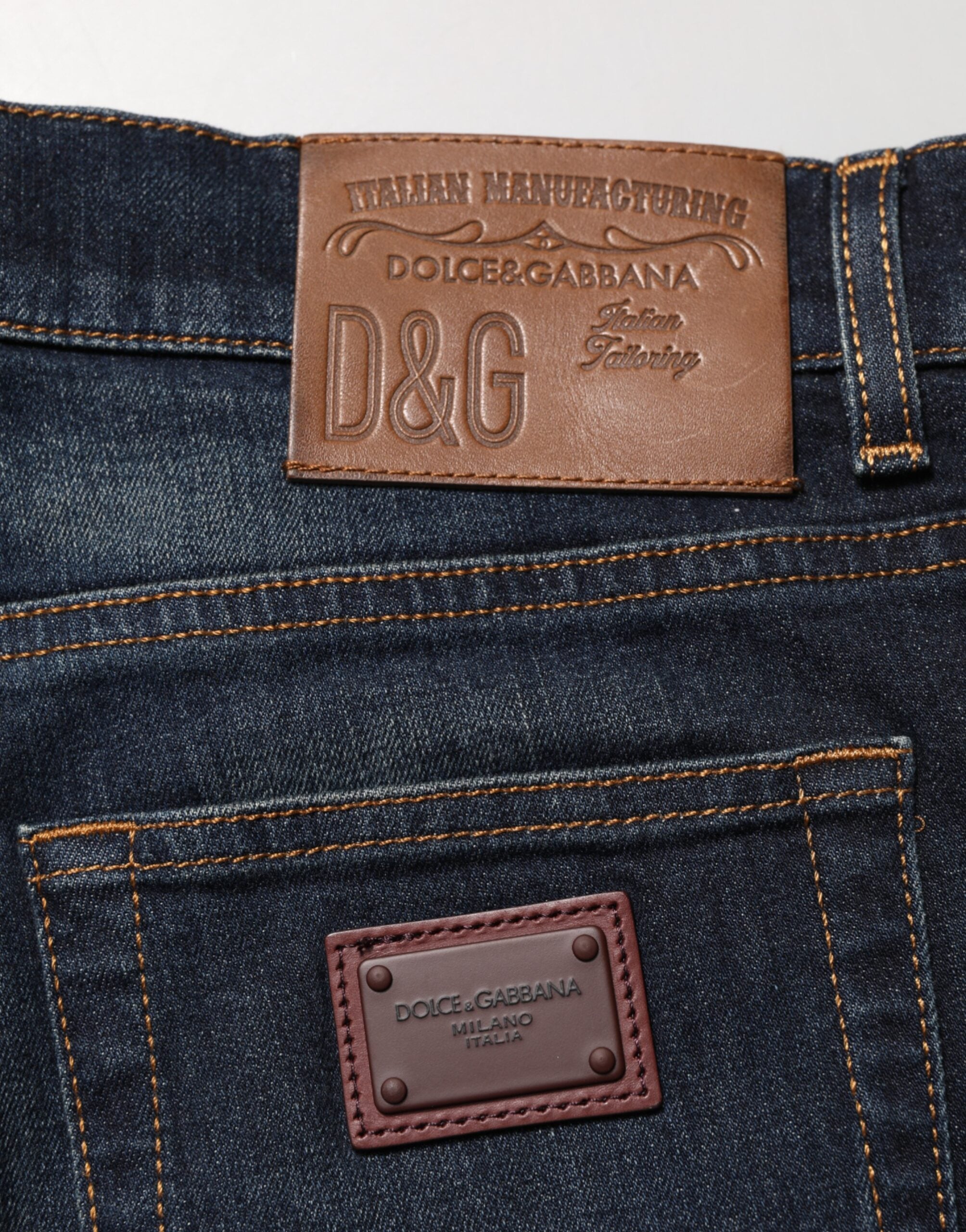 Dolce & Gabbana Dark Blue Cotton Skinny Men Denim Jeans