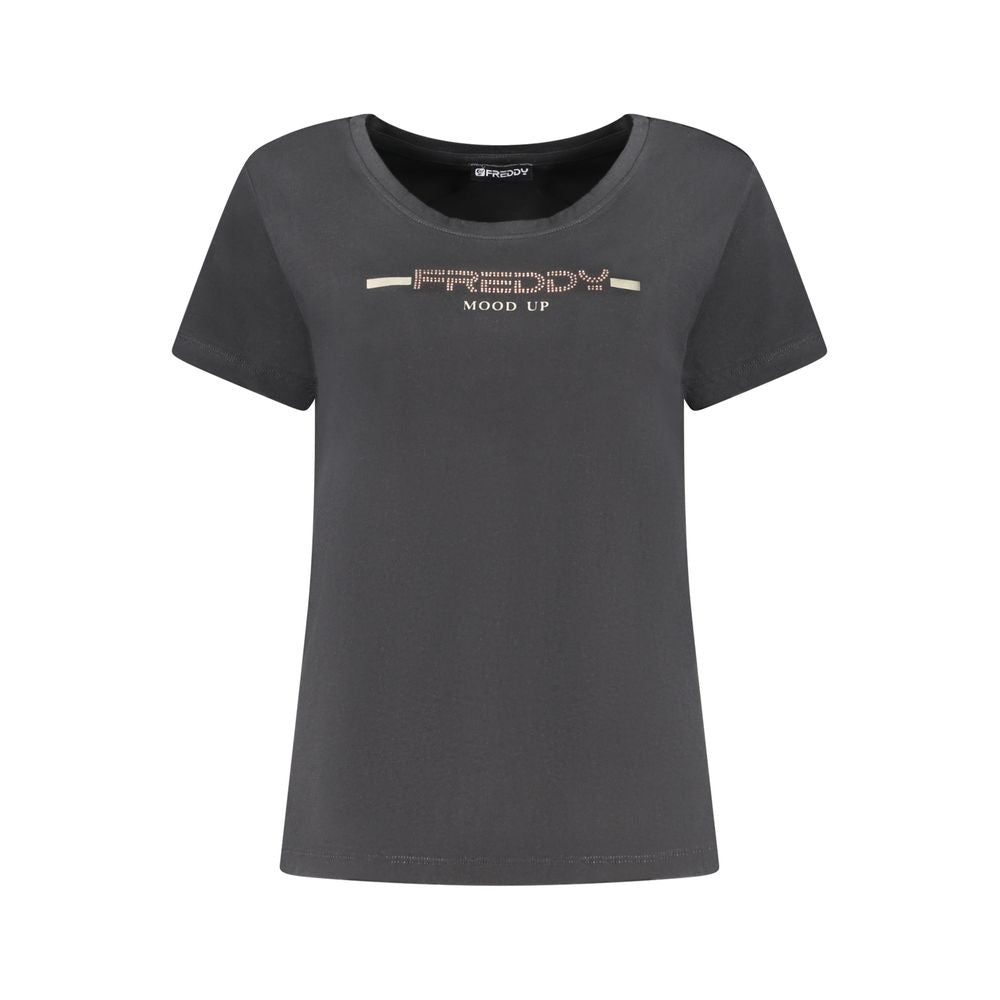 Freddy Black Cotton Women T-Shirt