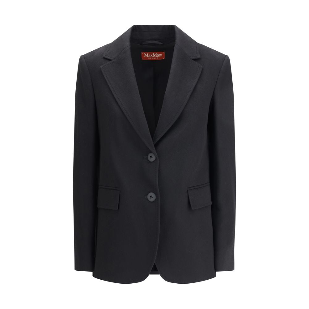 Max Mara Black Fleece Wool Coat
