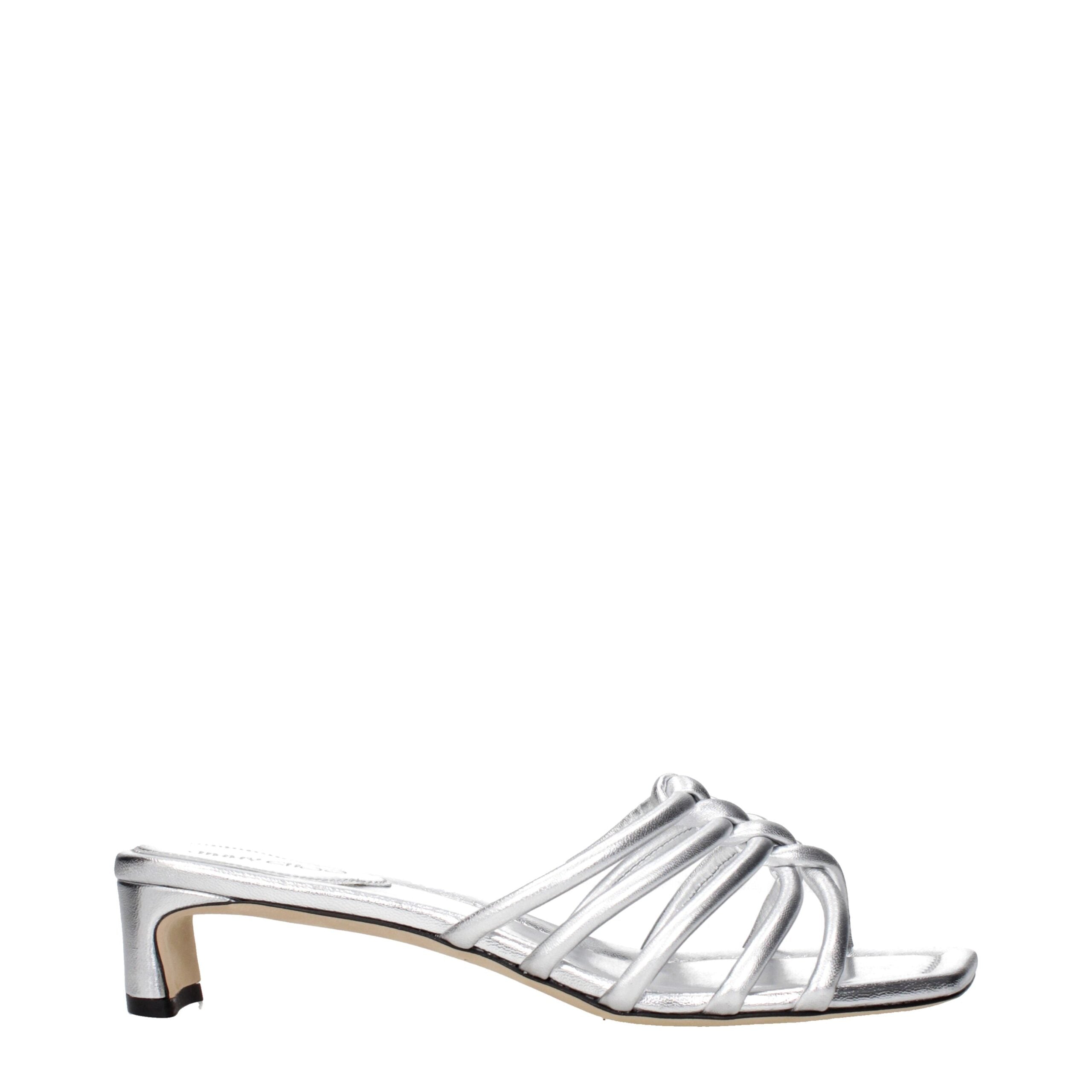 Jimmy Choo Gray Leather Flat Sandals - Luxe Nova
