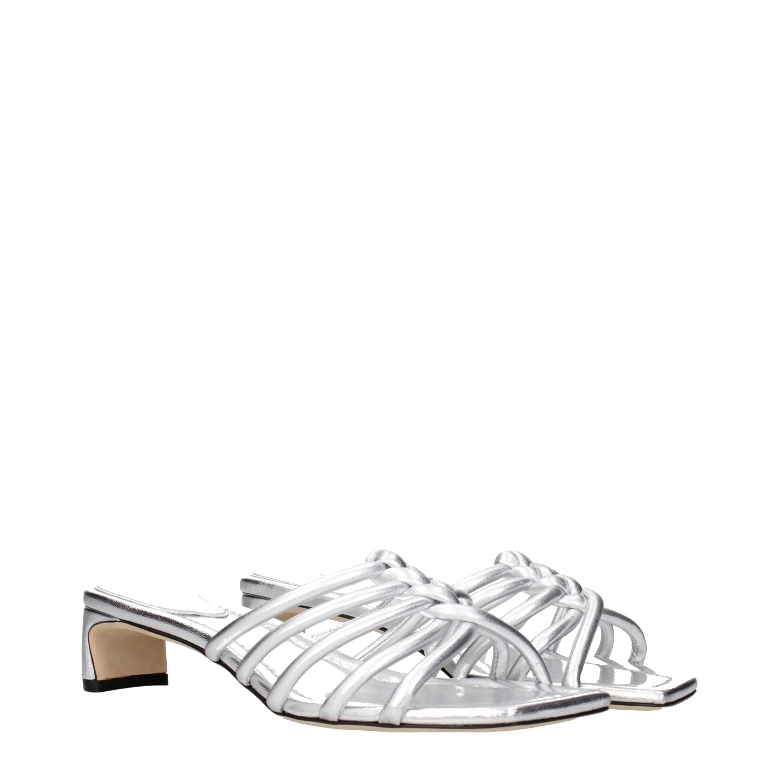 Jimmy Choo Gray Leather Flat Sandals - Luxe Nova
