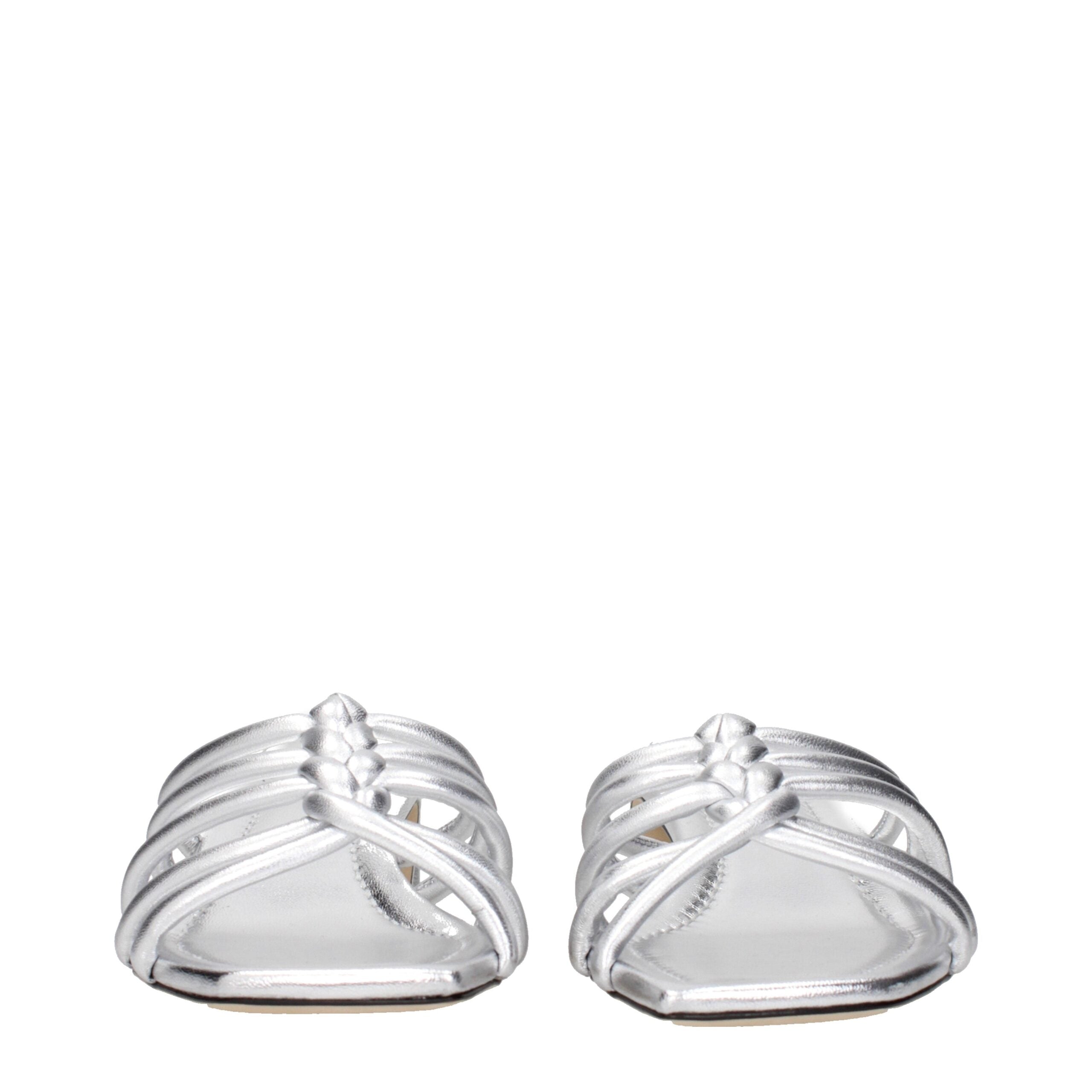 Jimmy Choo Gray Leather Flat Sandals - Luxe Nova