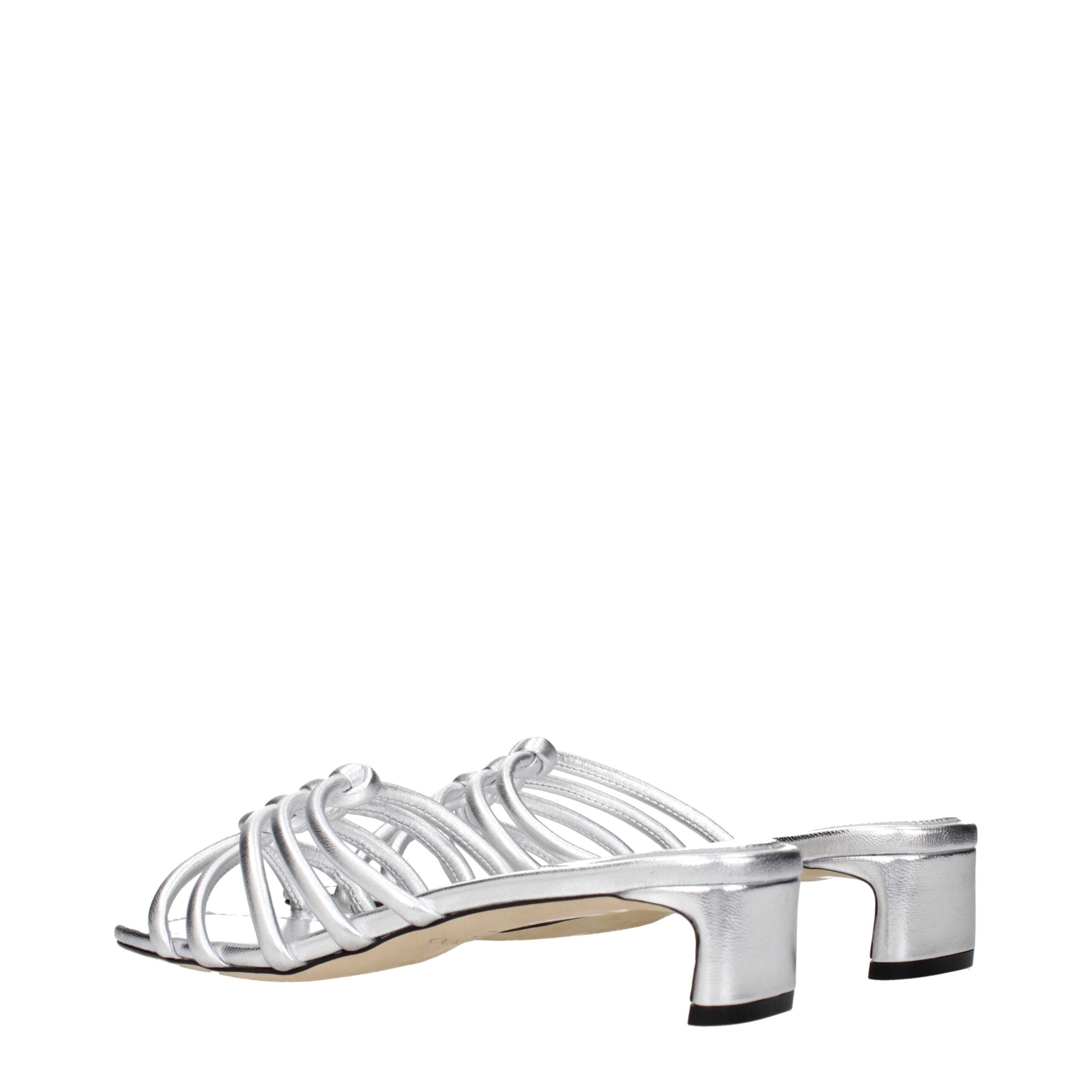 Jimmy Choo Gray Leather Flat Sandals - Luxe Nova