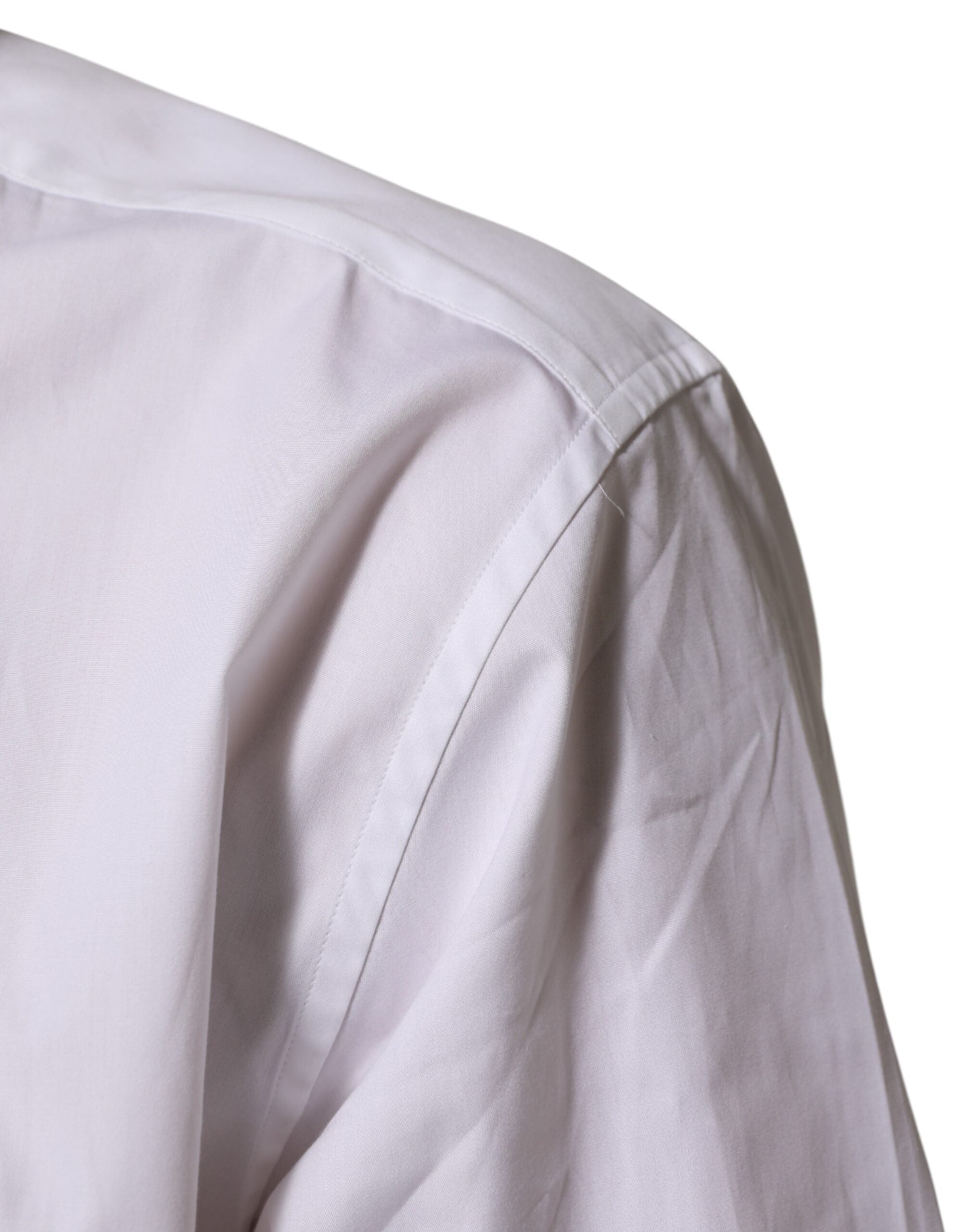 Dolce & Gabbana White Cotton Collared Long Sleeve Men Dress Shirt - Luxe Nova