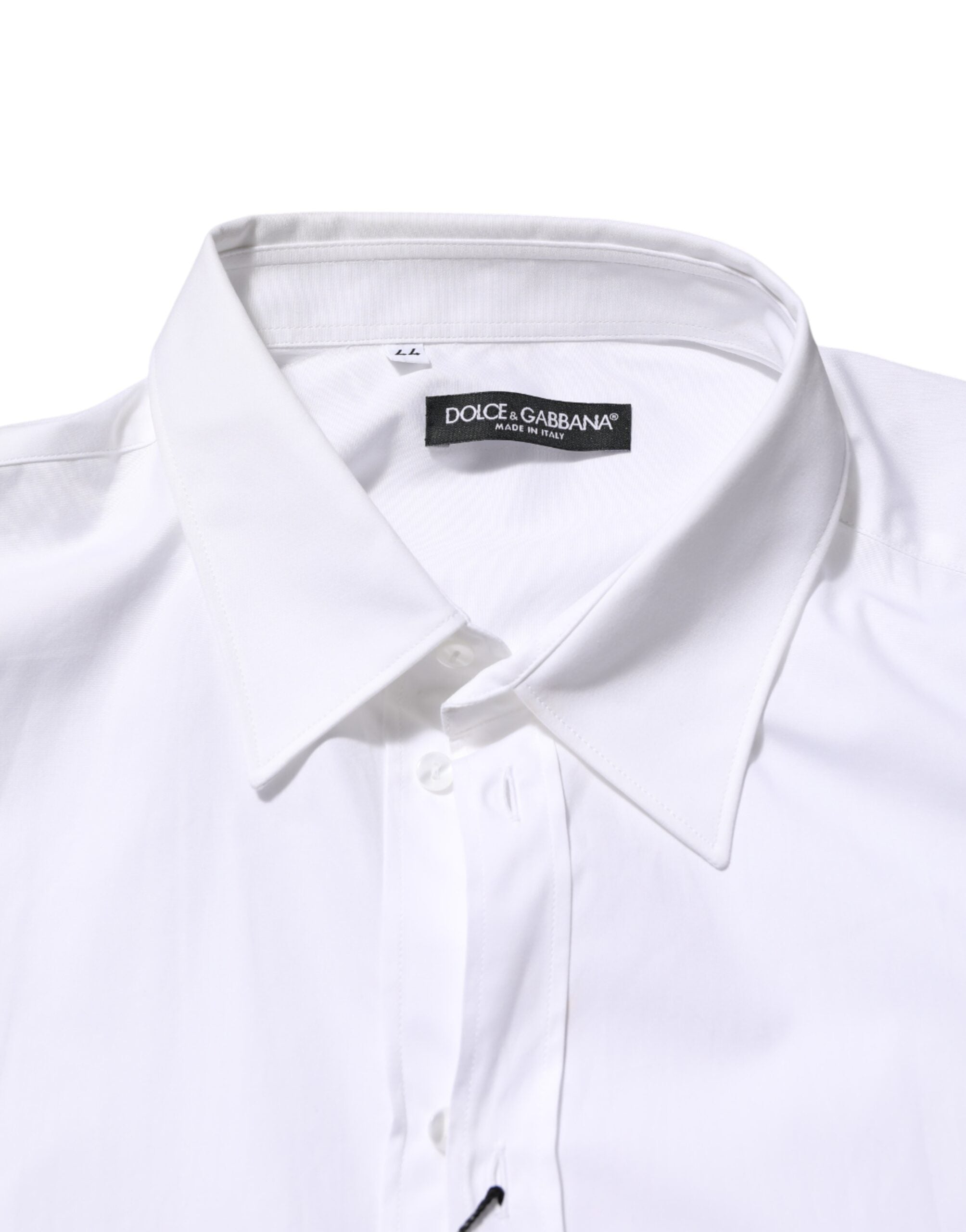 Dolce & Gabbana White Cotton Collared Long Sleeve Men Dress Shirt - Luxe Nova
