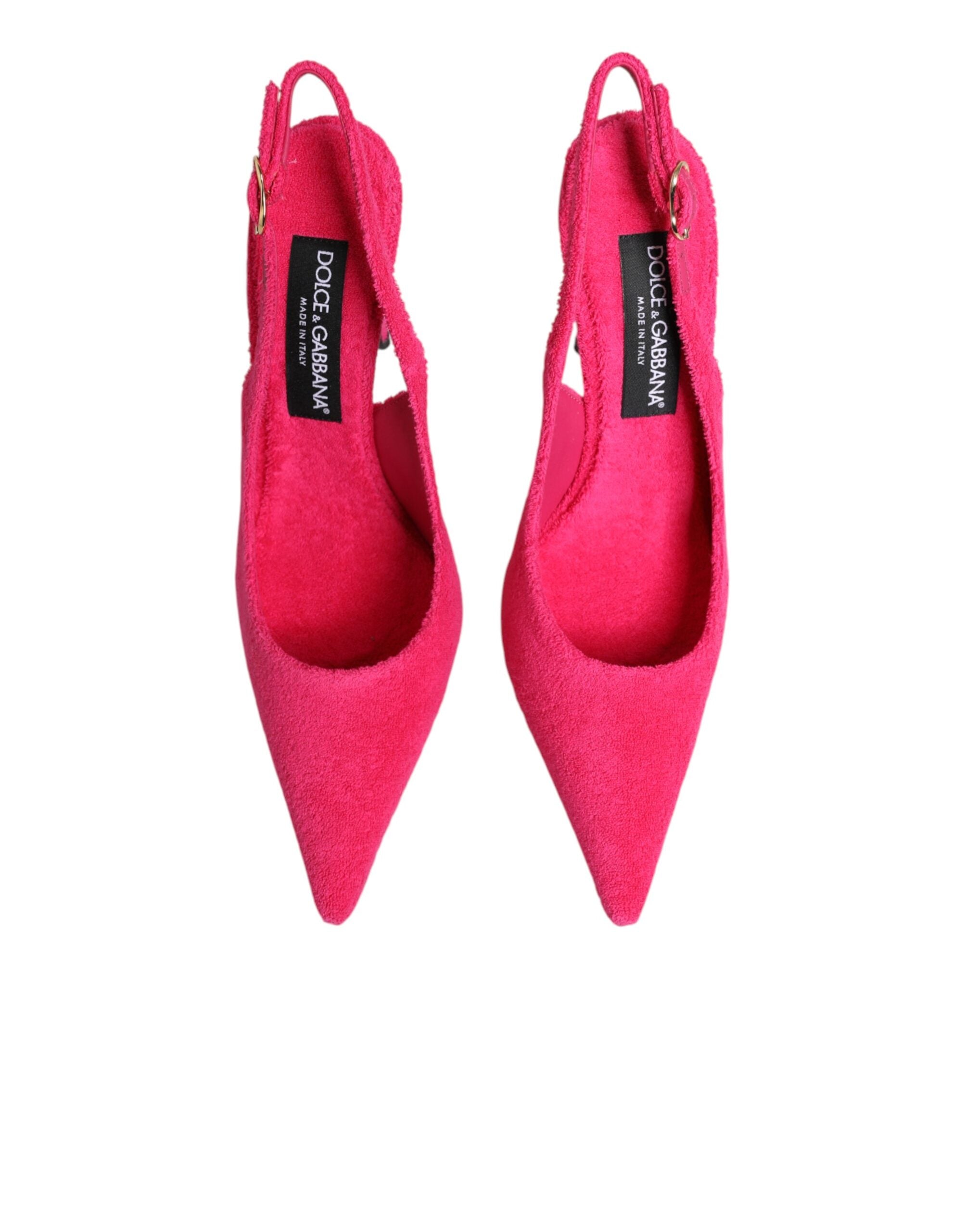 Dolce & Gabbana Pink Suede High Heels Slingback Shoes - Luxe Nova