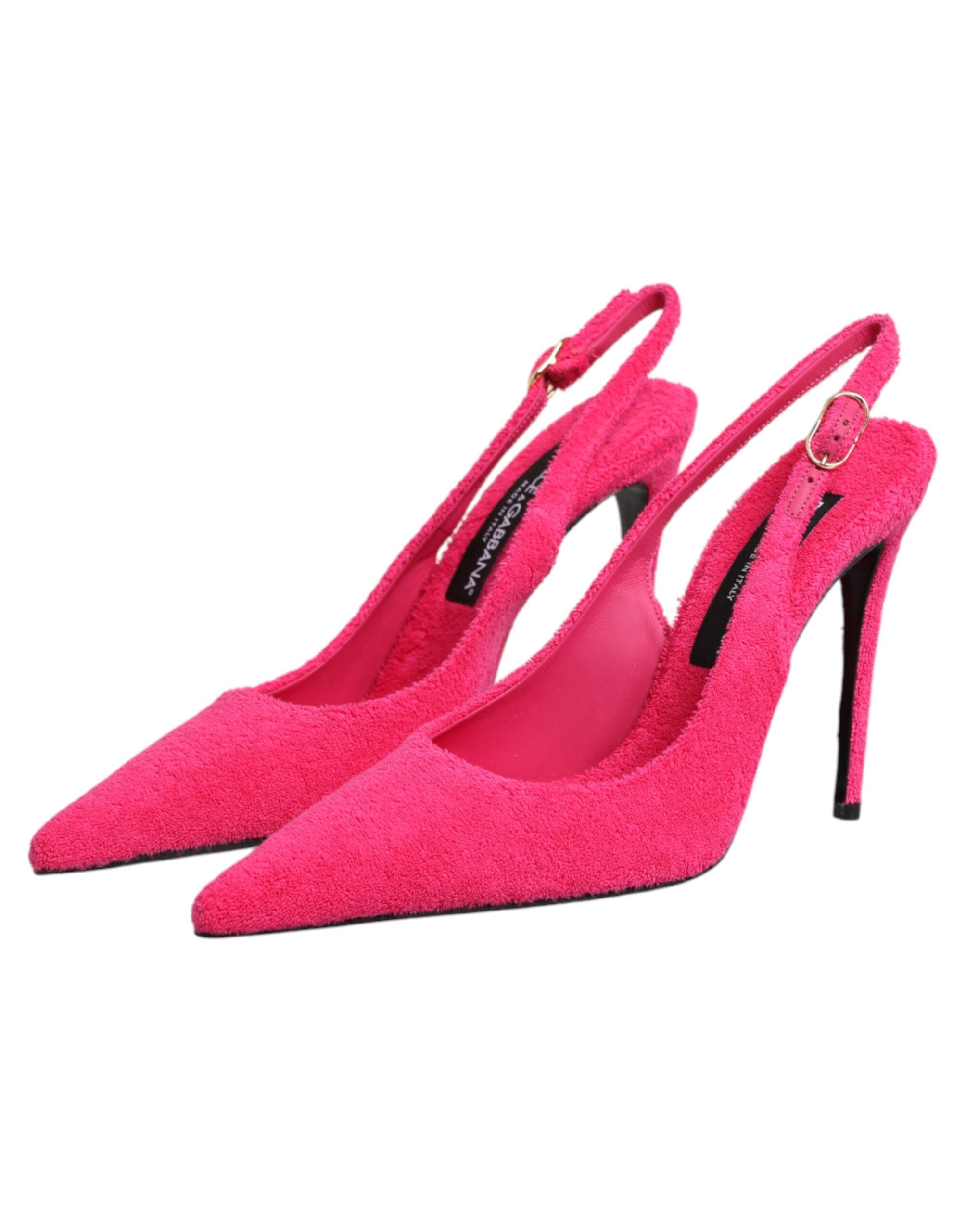 Dolce & Gabbana Pink Suede High Heels Slingback Shoes - Luxe Nova