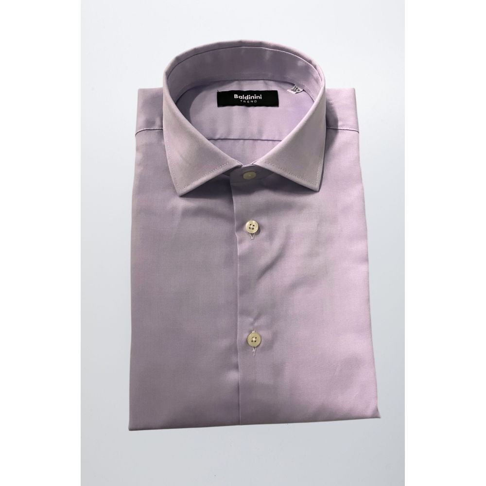 Baldinini Trend Purple Cotton Men Shirt - Luxe Nova