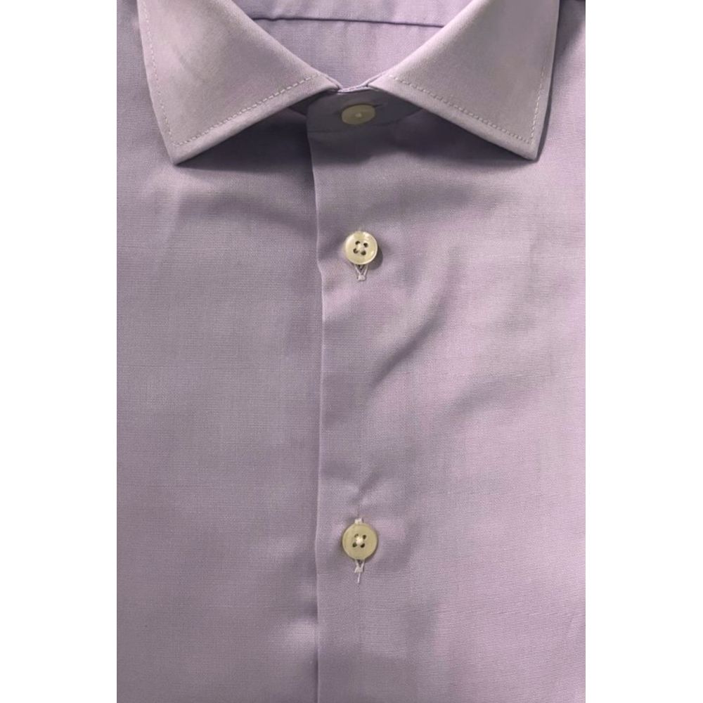 Baldinini Trend Purple Cotton Men Shirt - Luxe Nova