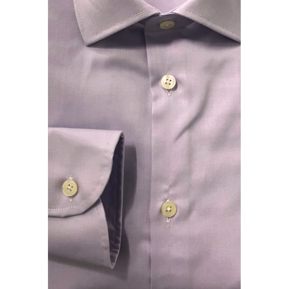 Baldinini Trend Purple Cotton Men Shirt - Luxe Nova