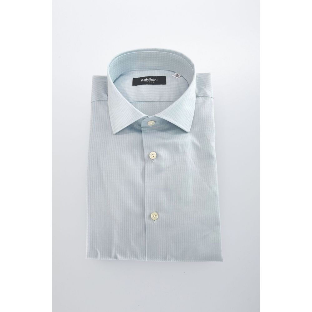 Baldinini Trend Light Blue Cotton Men Shirt - Luxe Nova