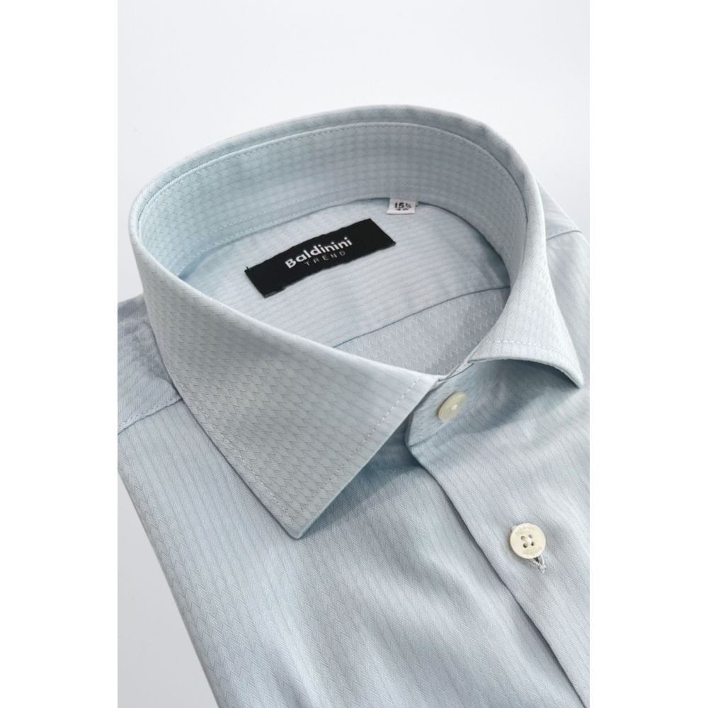 Baldinini Trend Light Blue Cotton Men Shirt - Luxe Nova