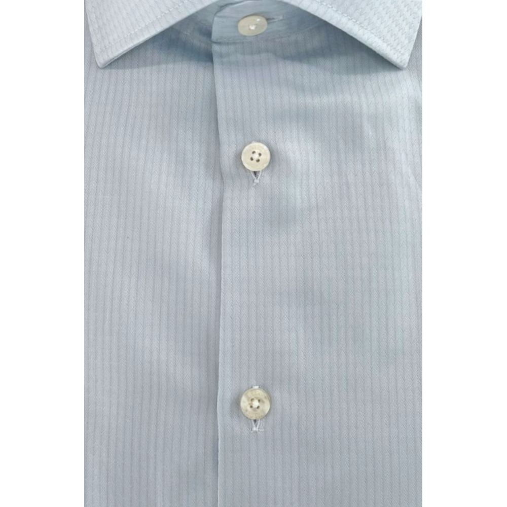 Baldinini Trend Light Blue Cotton Men Shirt - Luxe Nova