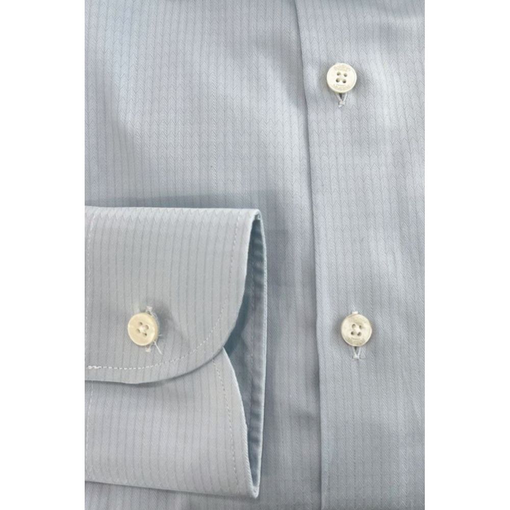 Baldinini Trend Light Blue Cotton Men Shirt - Luxe Nova