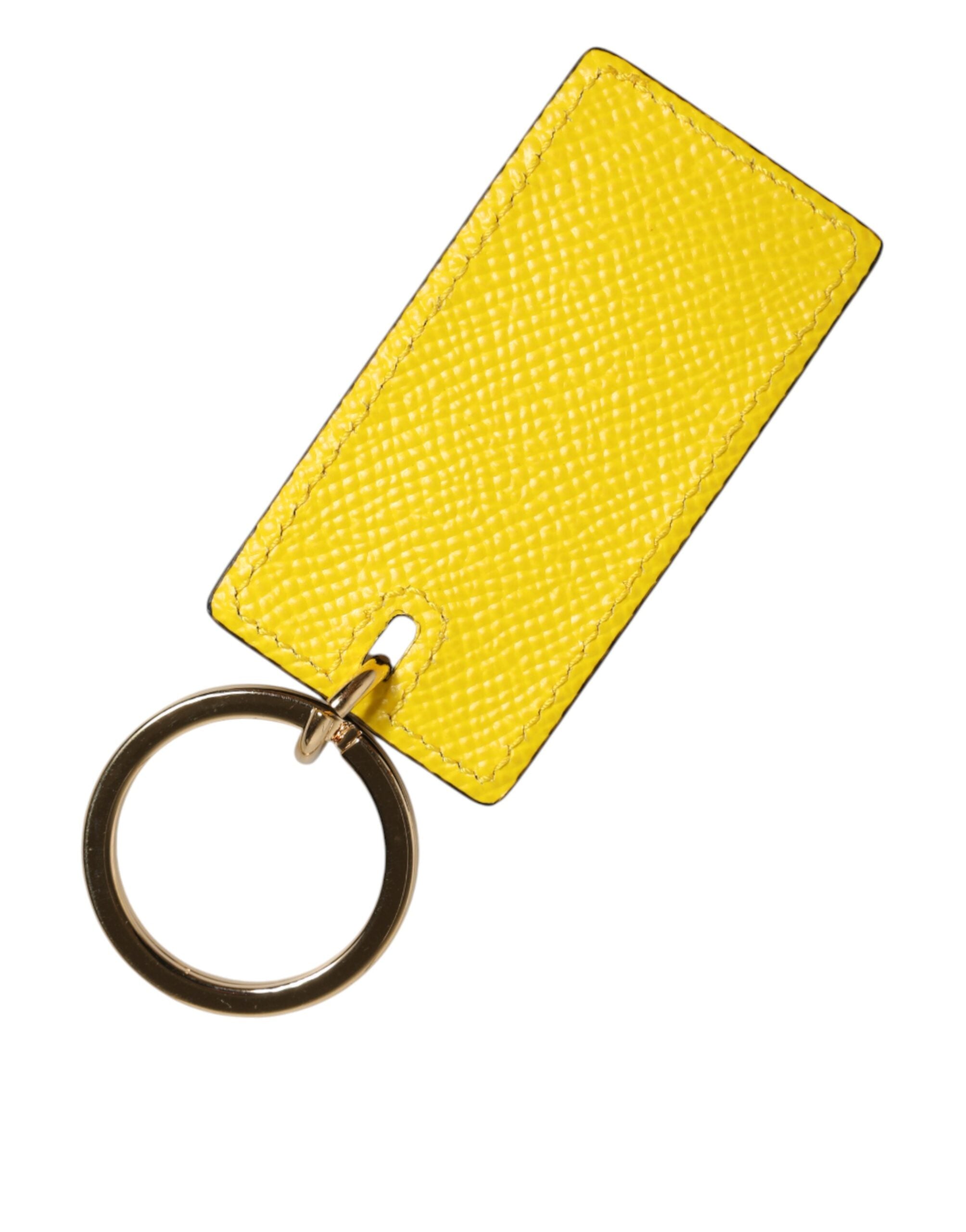 Dolce & Gabbana Yellow Calf Leather Logo Metal Ring Men Keychain Keyring - Luxe Nova