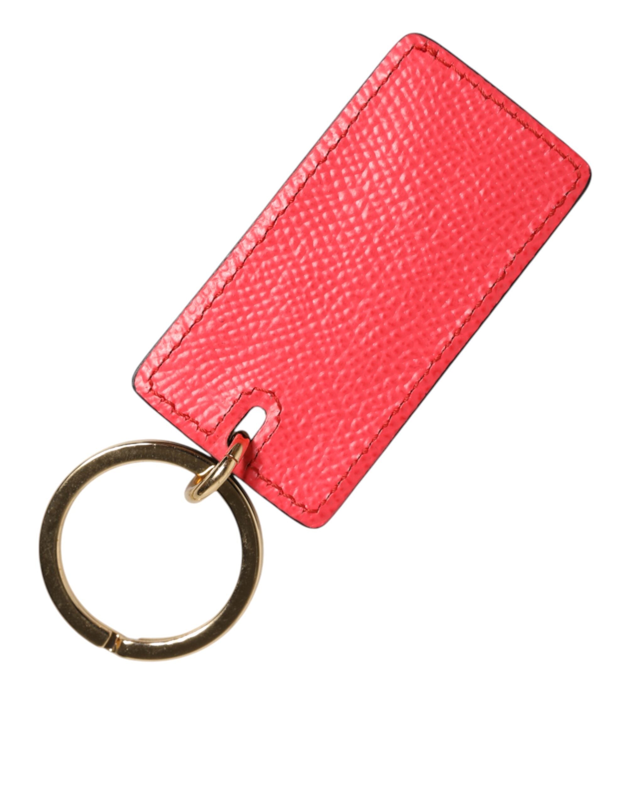 Dolce & Gabbana Red Calf Leather Logo Metal Ring Men Keychain Keyring - Luxe Nova