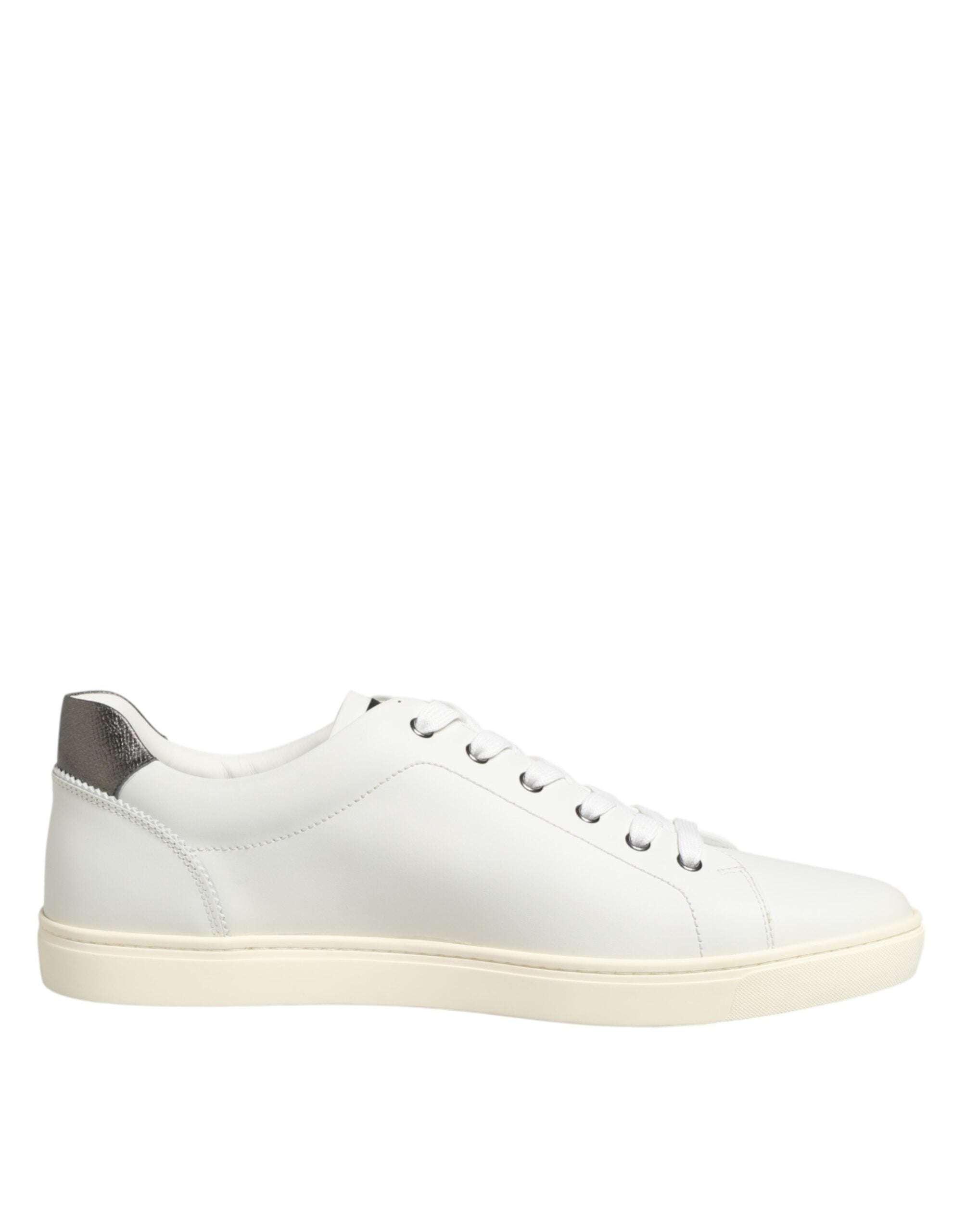 Dolce & Gabbana White Leather Heart Embellished Sneakers Shoes - Luxe Nova