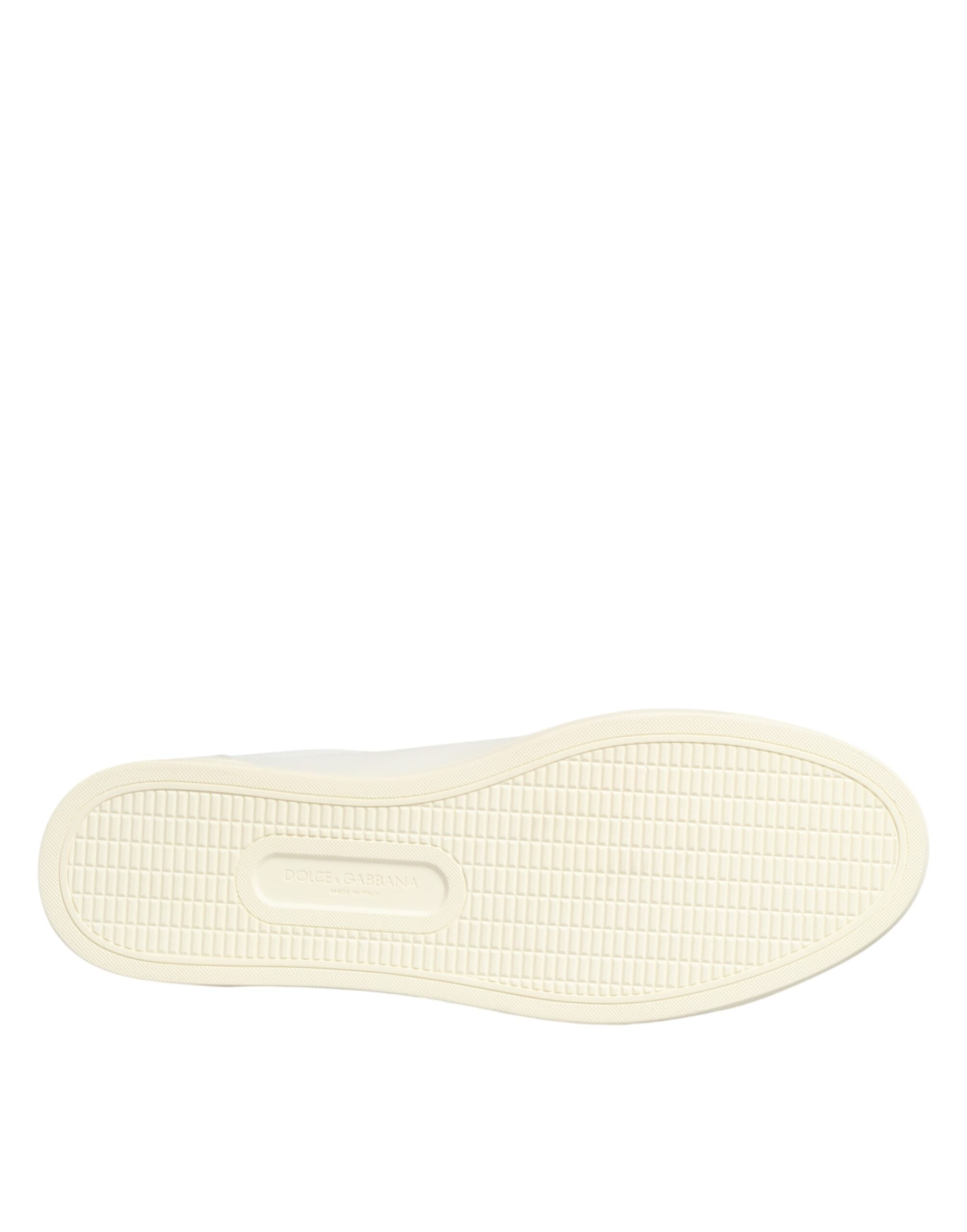 Dolce & Gabbana White Leather Heart Embellished Sneakers Shoes - Luxe Nova
