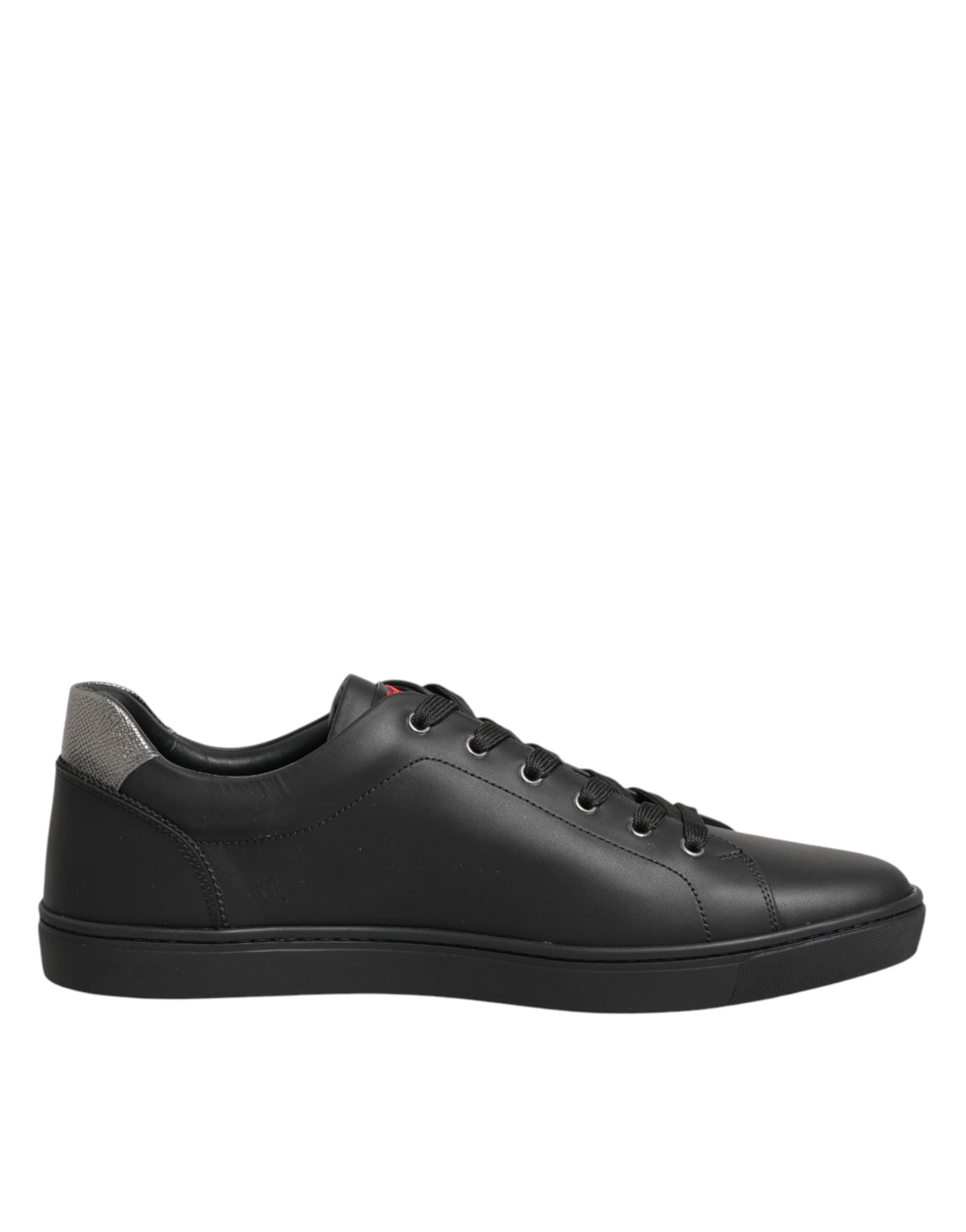 Dolce & Gabbana Black Leather Heart Embellished Sneakers Shoes - Luxe Nova