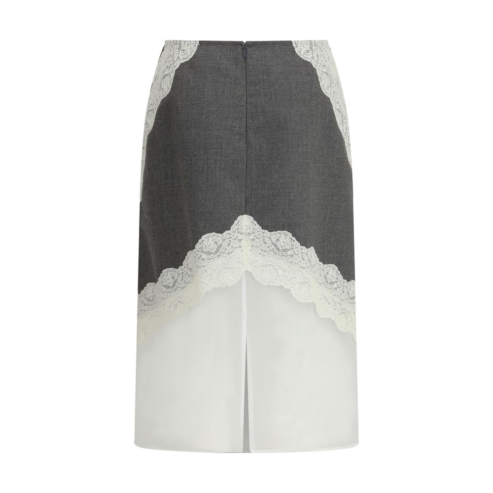 Jil Sander Gray Polyester Midi Skirt