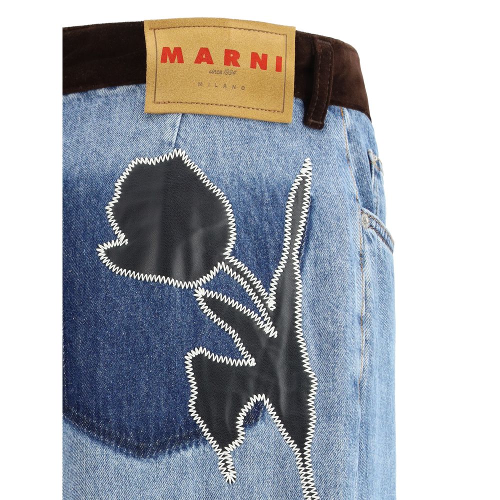 Marni Blue Cotton High-Waisted Jean