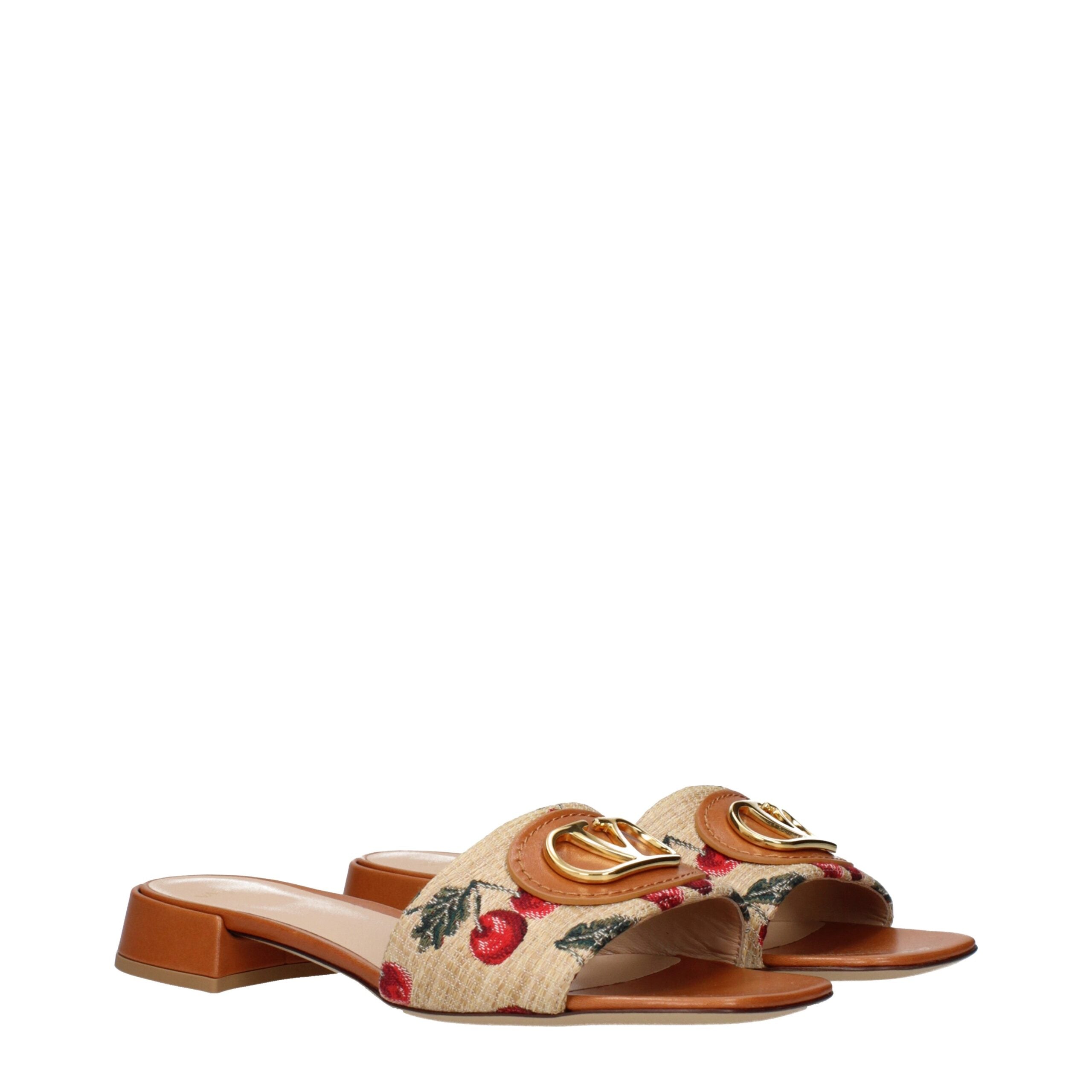Valentino Garavani Beige Raffia Slippers - Luxe Nova