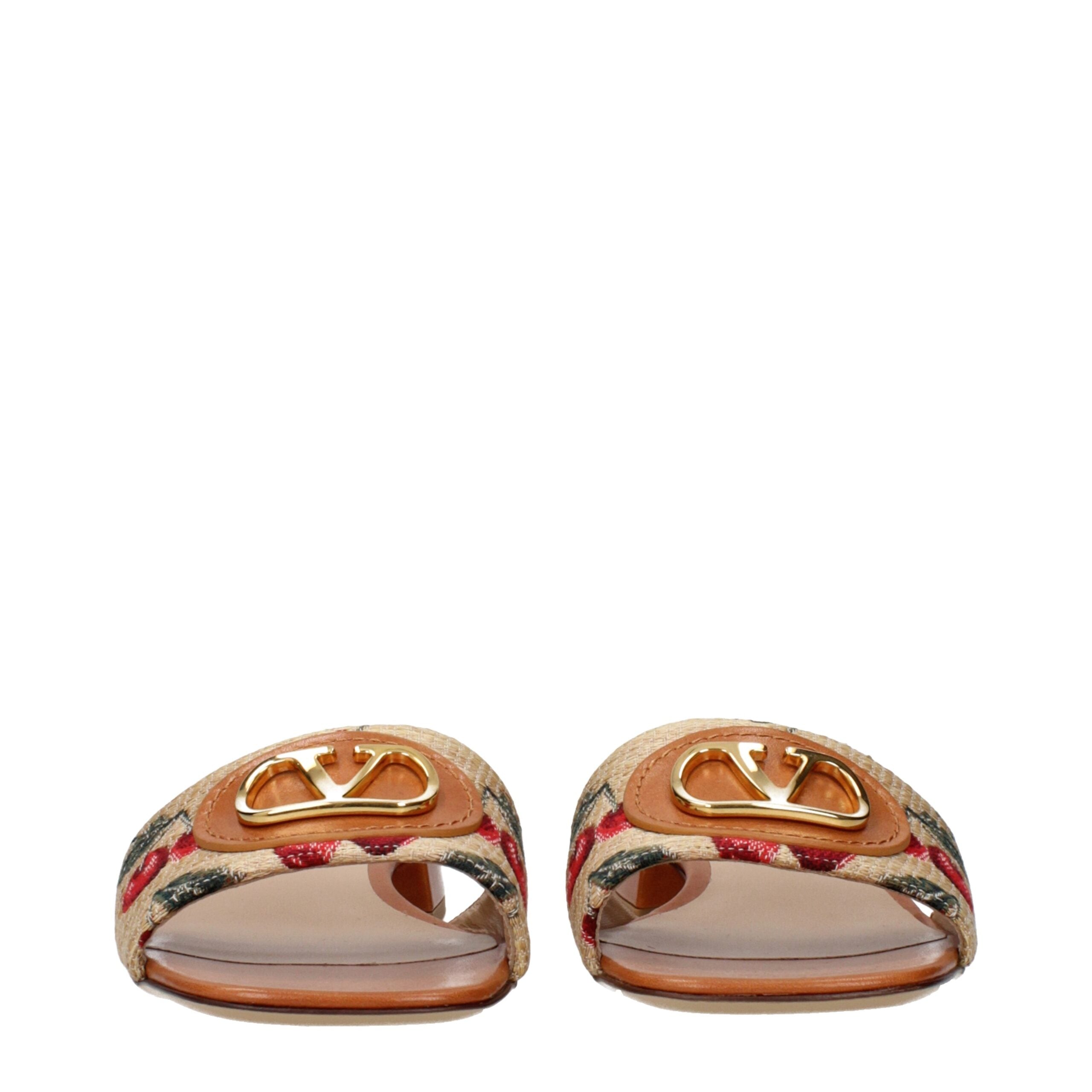 Valentino Garavani Beige Raffia Slippers - Luxe Nova