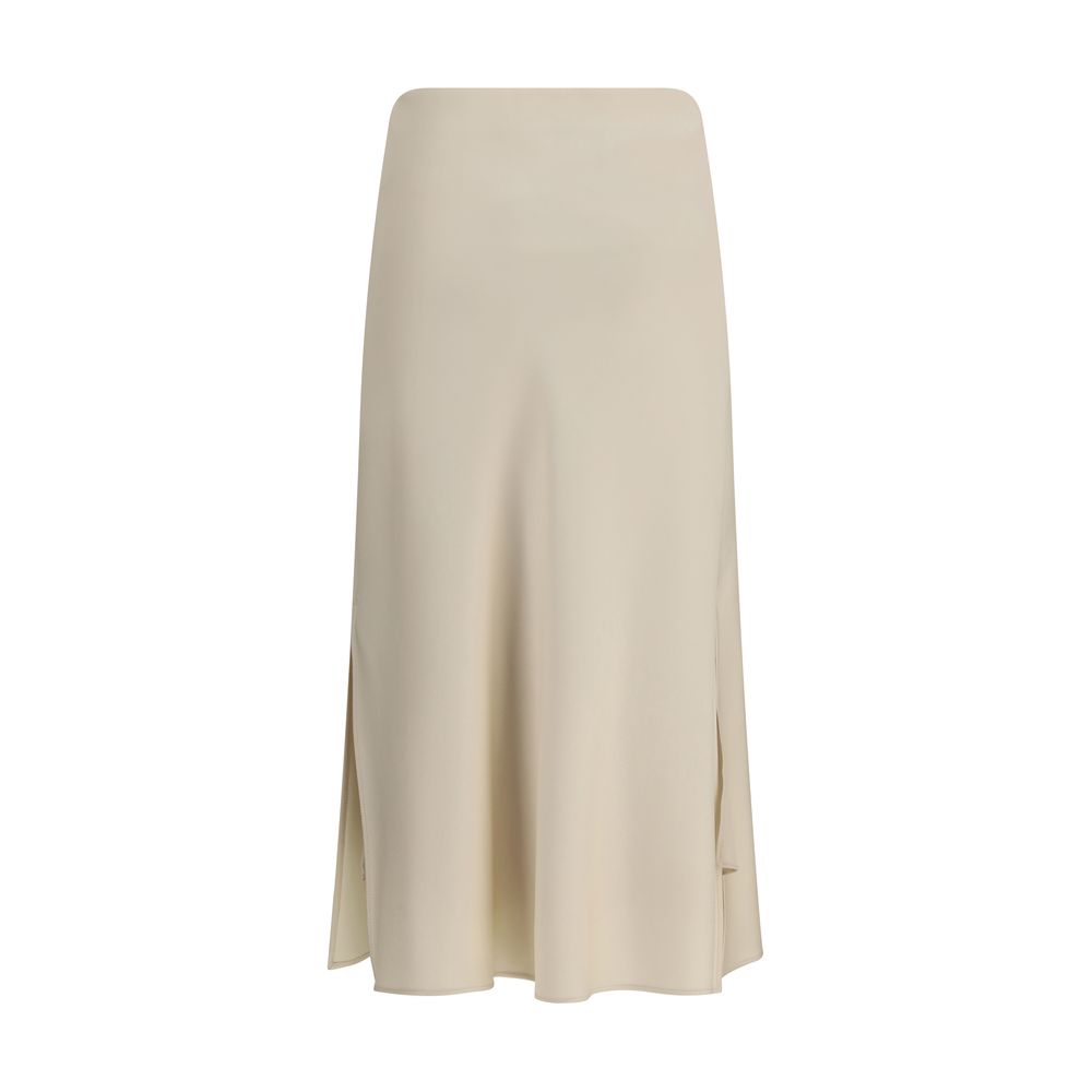 Brunello Cucinelli Beige Acetate Midi Skirt