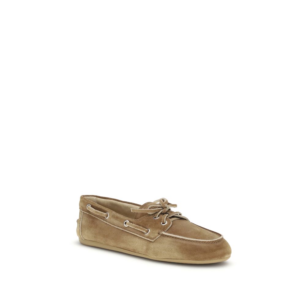 Miu Miu Beige Calf Leather Bos Taurus Slip-On Loafers - Luxe Nova