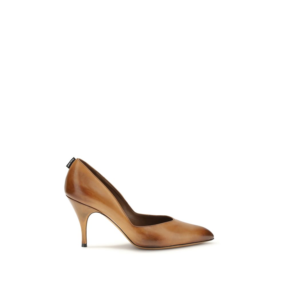 Miu Miu Beige Calf Leather Bos Taurus High Heel Pumps - Luxe Nova