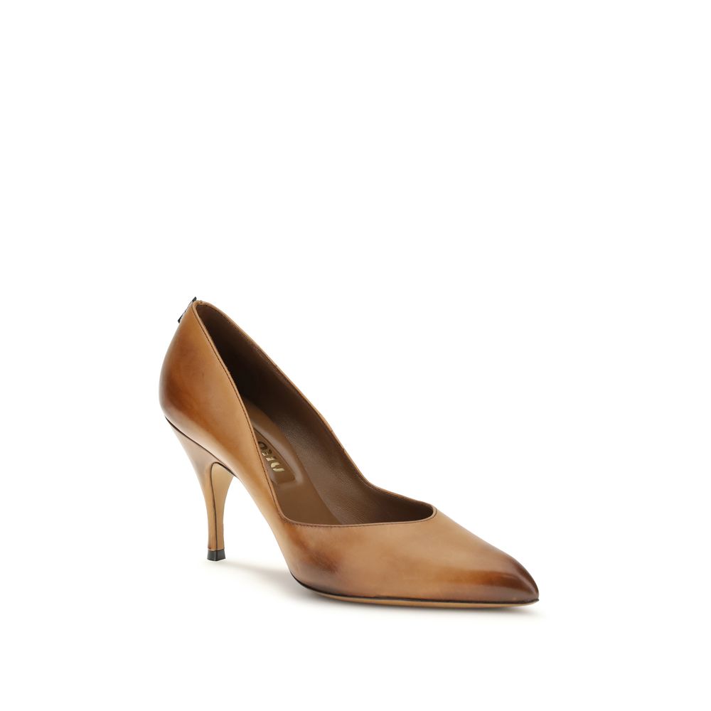 Miu Miu Beige Calf Leather Bos Taurus High Heel Pumps - Luxe Nova