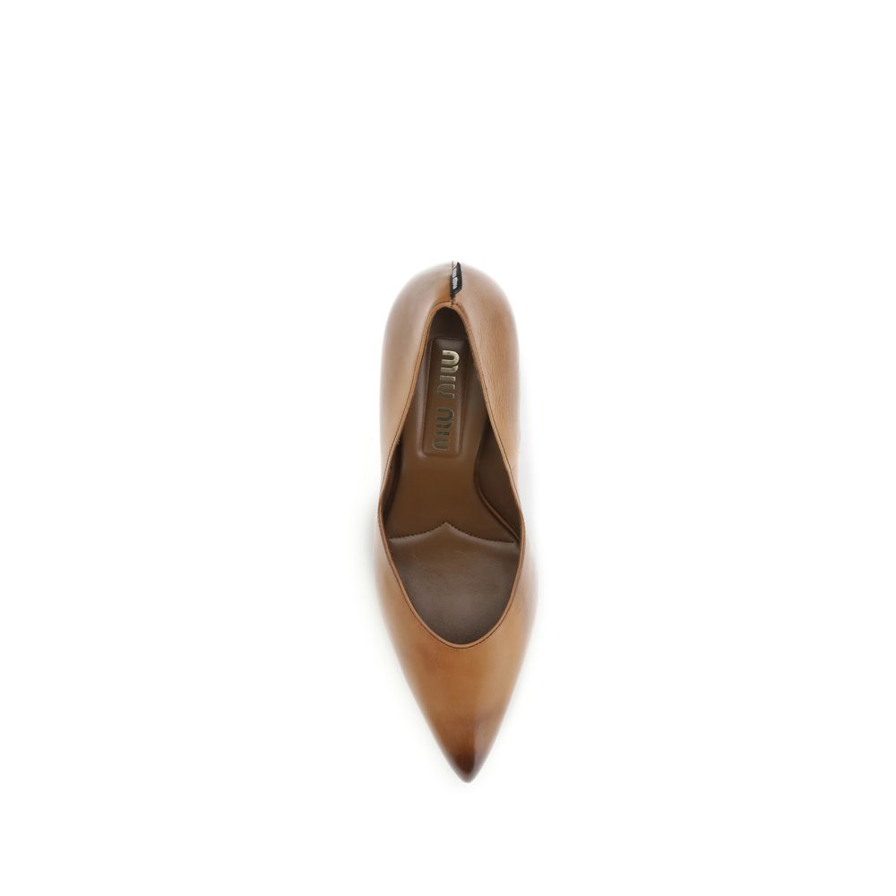 Miu Miu Beige Calf Leather Bos Taurus High Heel Pumps - Luxe Nova