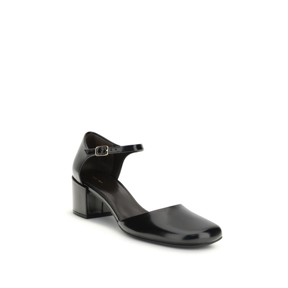 The Row Black Rubber Mid Heel Pumps - Luxe Nova
