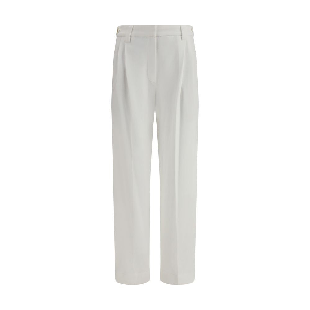 Brunello Cucinelli White Cotton Dress Pants - Luxe Nova