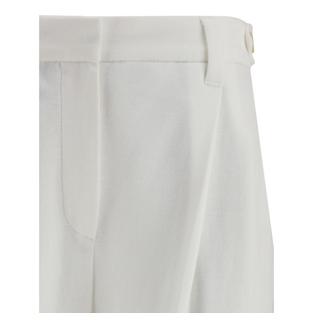 Brunello Cucinelli White Cotton Dress Pants - Luxe Nova