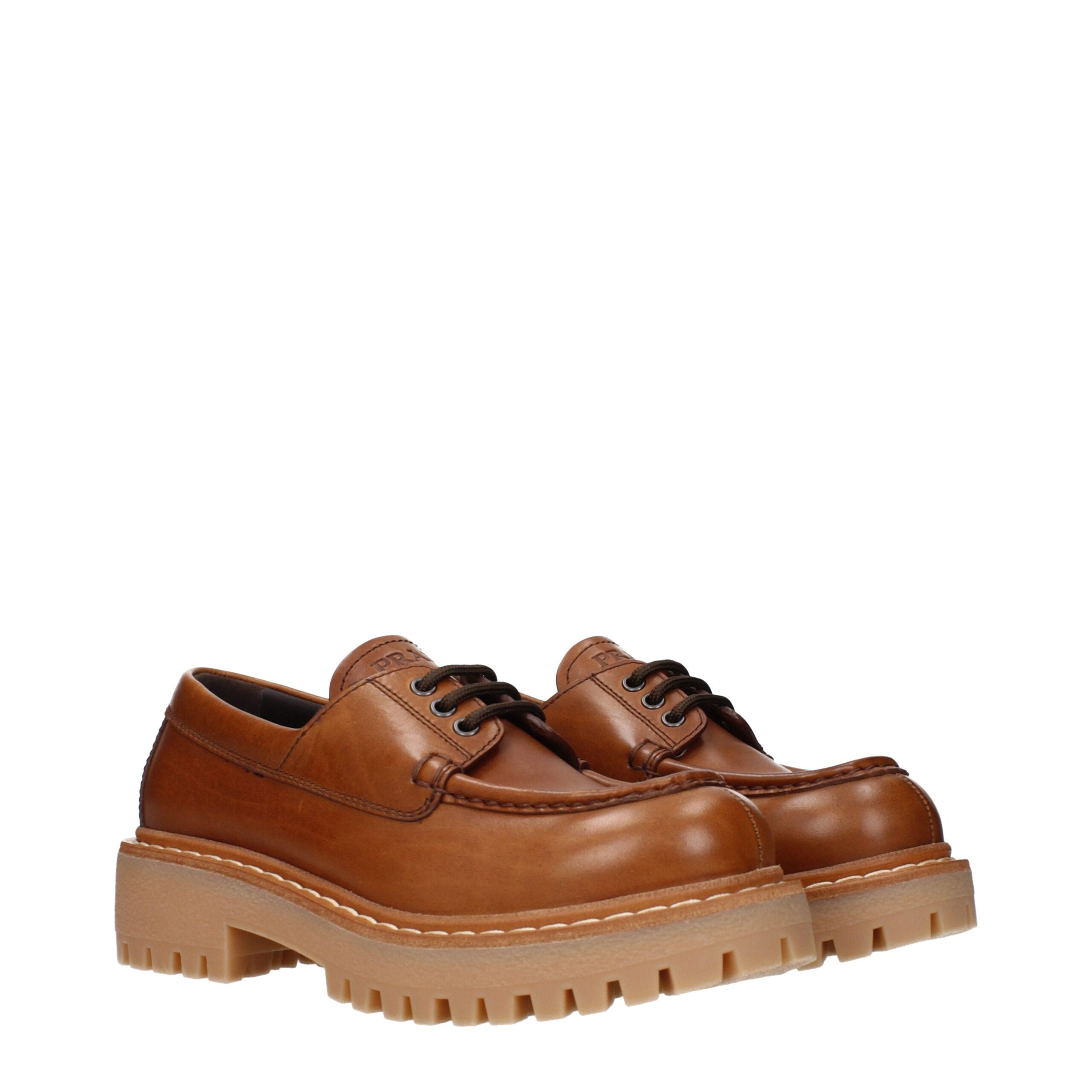 Prada Brown Leather Oxfords And Derbies - Luxe Nova
