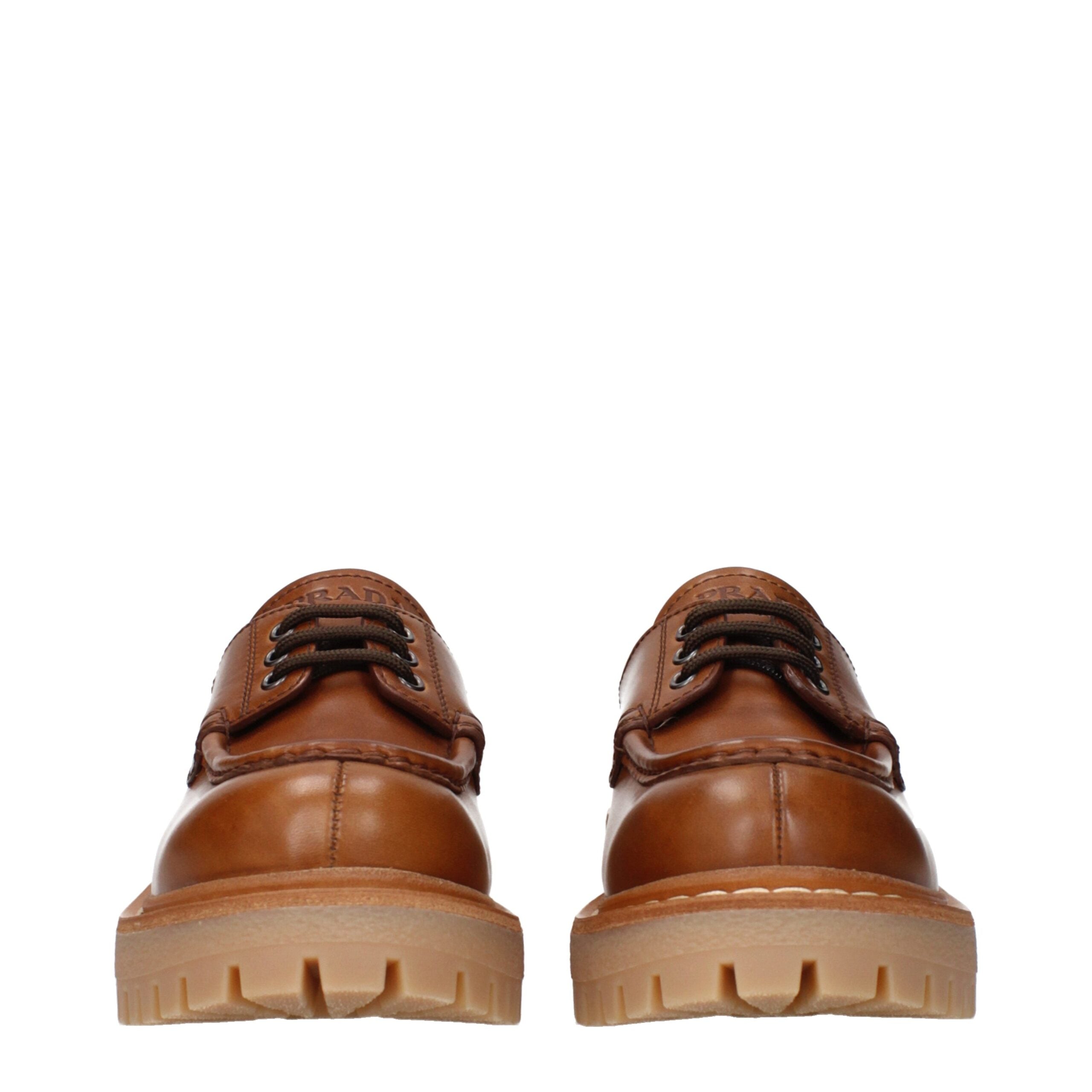 Prada Brown Leather Oxfords And Derbies - Luxe Nova