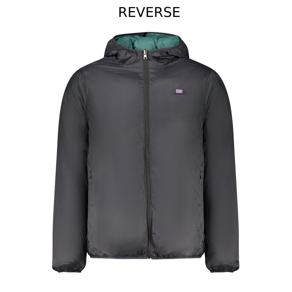 Norway 1963 Black Polyester Men's Reversible Jacket - Luxe Nova