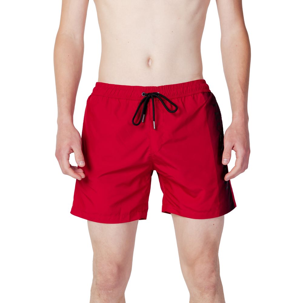 Trussardi Beachwear Red Polyester Swim Shorts