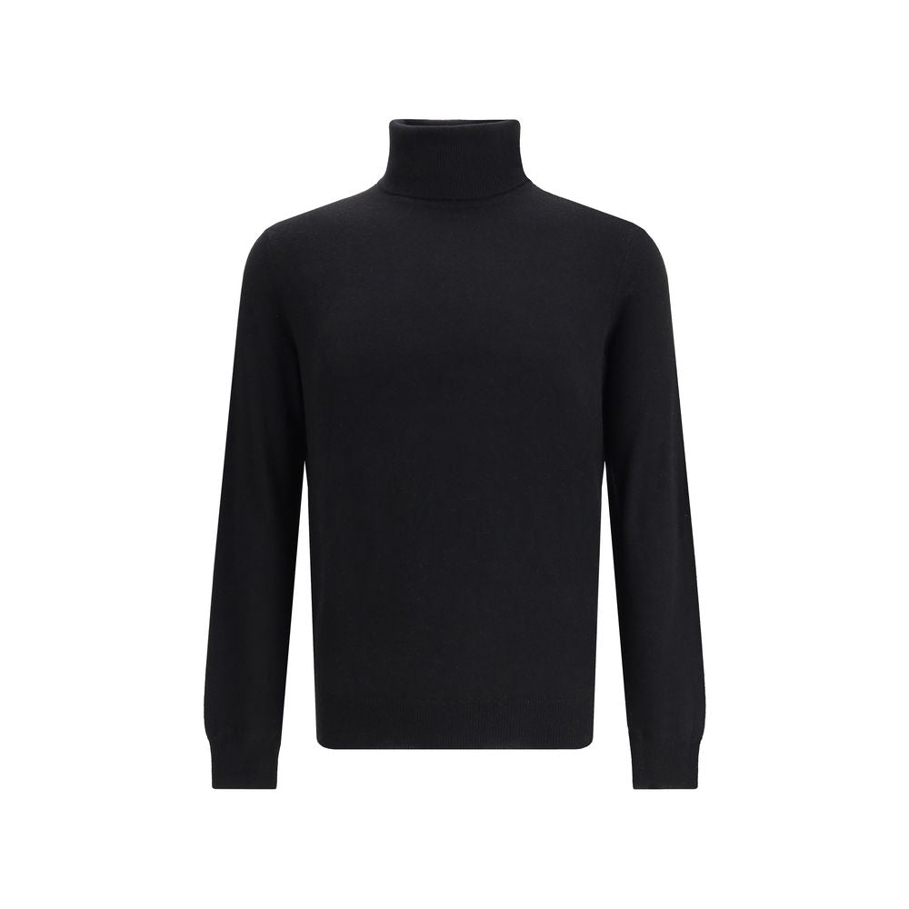 Aragona Cashmere Black Merino Wool Turtleneck - Luxe Nova