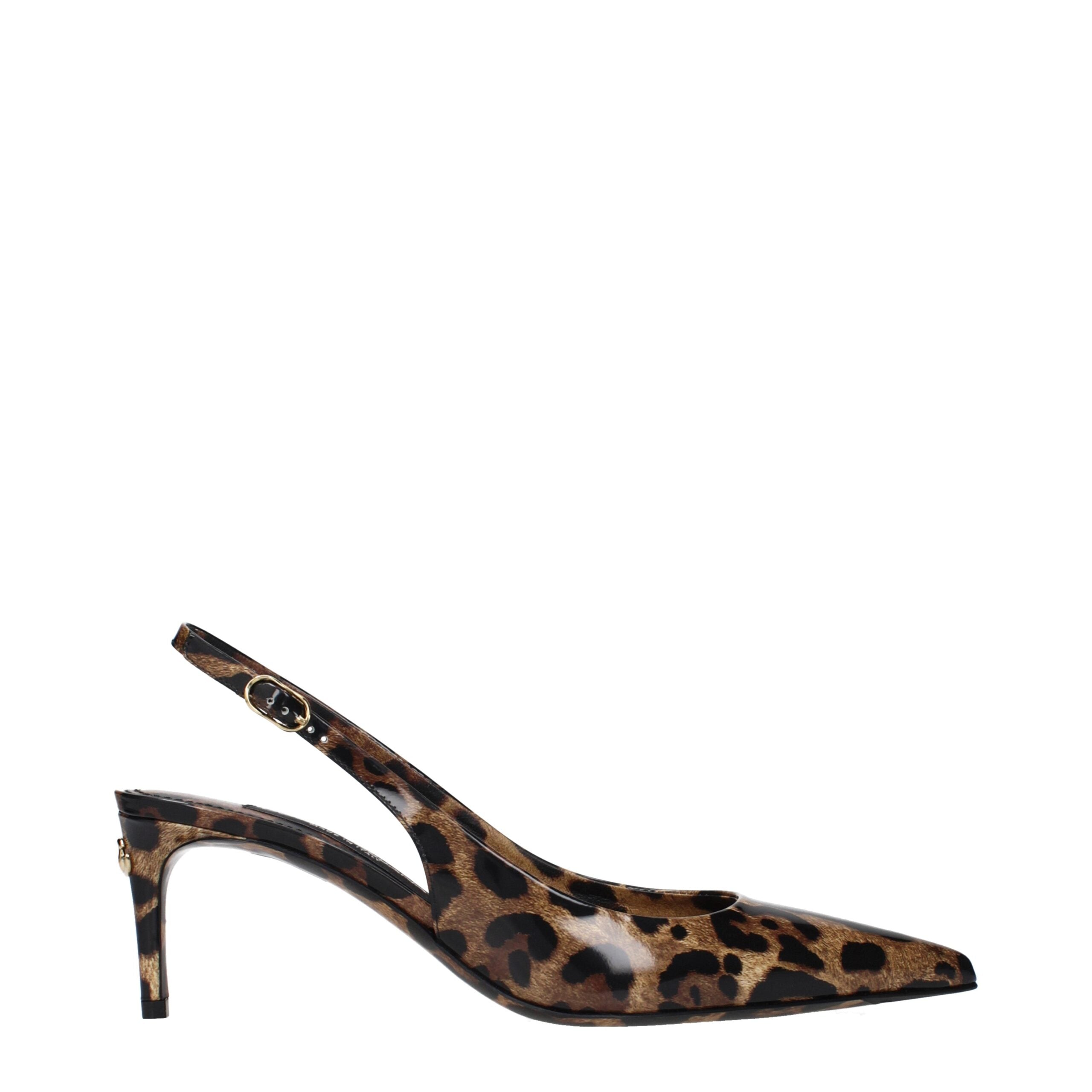 Dolce & Gabbana Brown Leather Stiletto Heel Sandals
