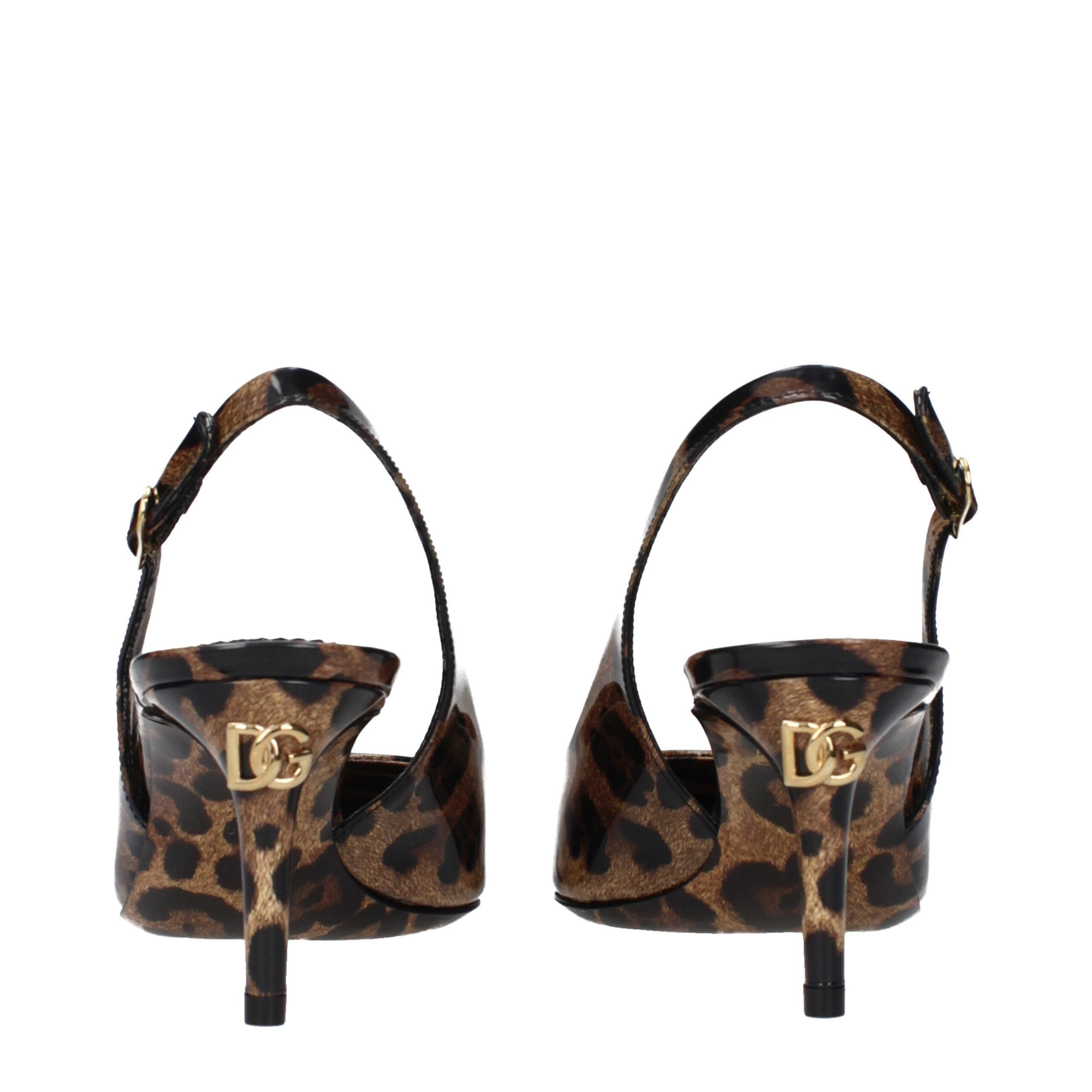 Dolce & Gabbana Brown Leather Stiletto Heel Sandals