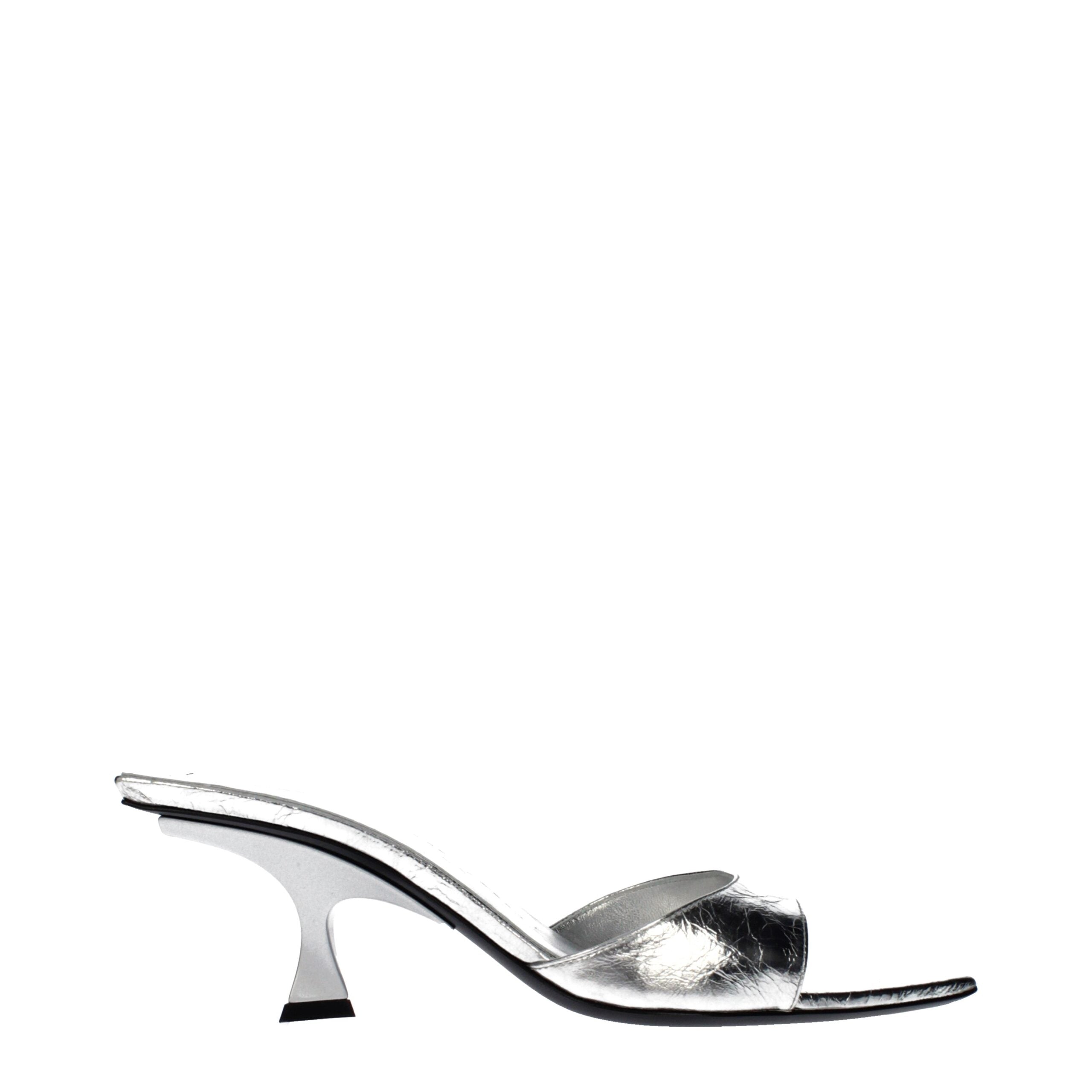 The Attico Gray Leather Flat Sandals - Luxe Nova