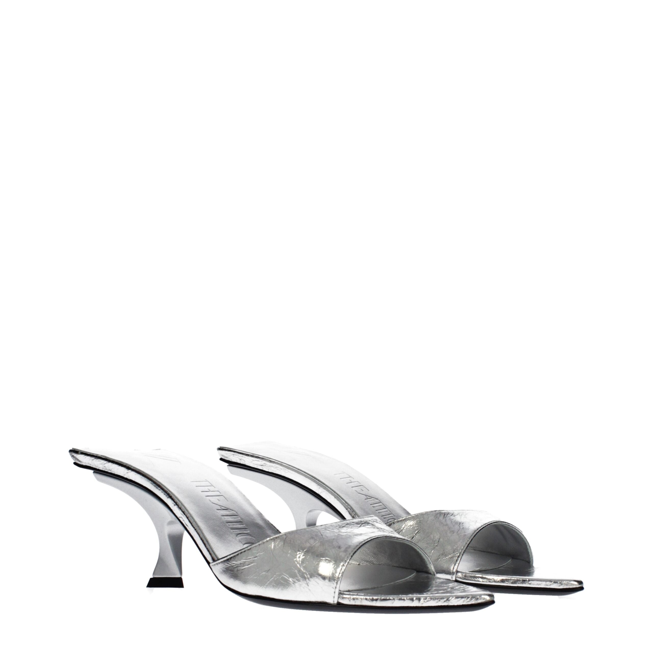 The Attico Gray Leather Flat Sandals - Luxe Nova