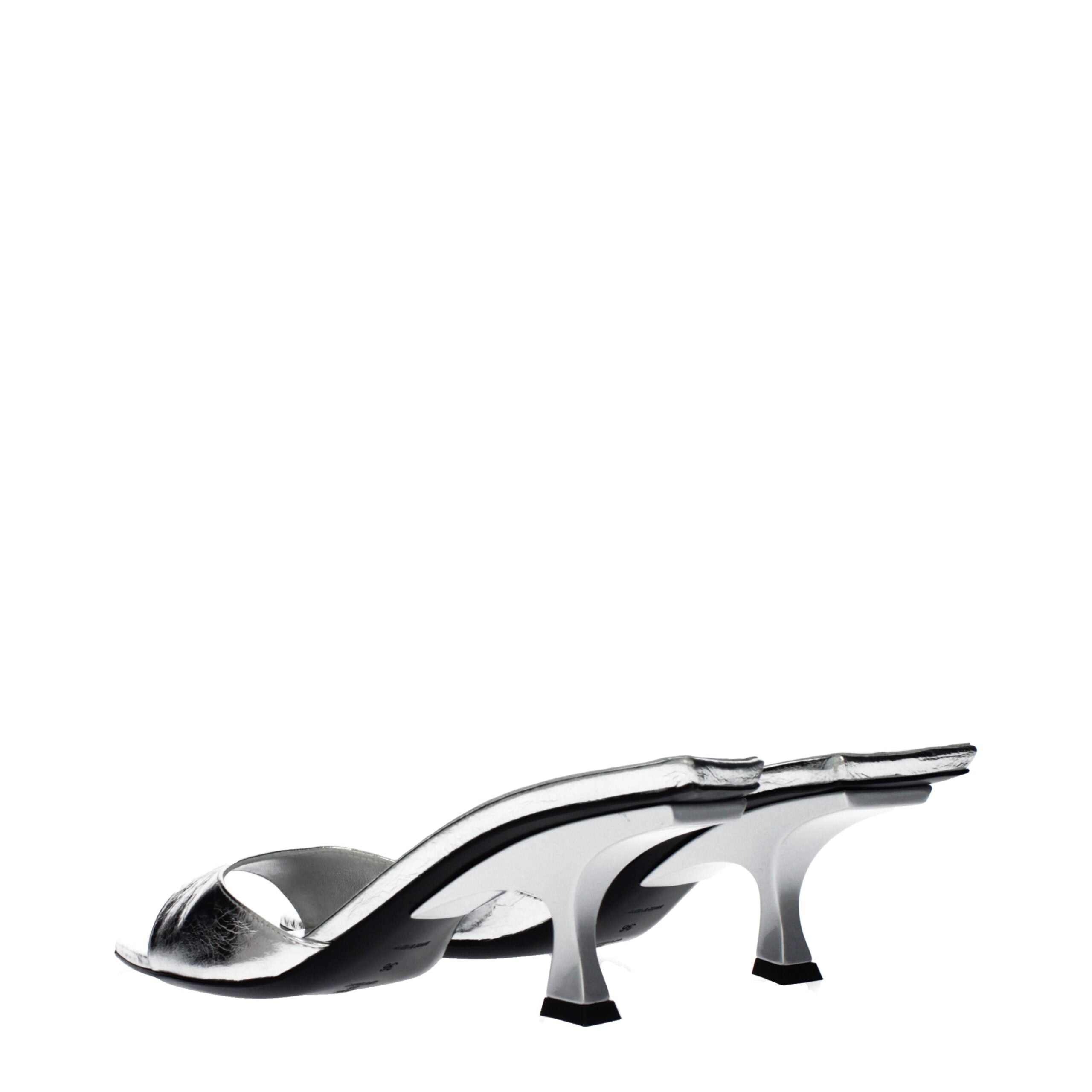 The Attico Gray Leather Flat Sandals - Luxe Nova