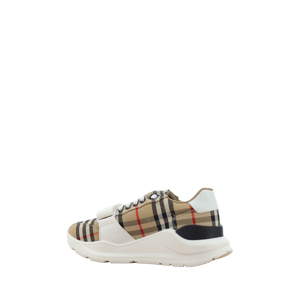 Burberry Beige Calf Leather Bos Taurus Athletic Sneakers - Luxe Nova