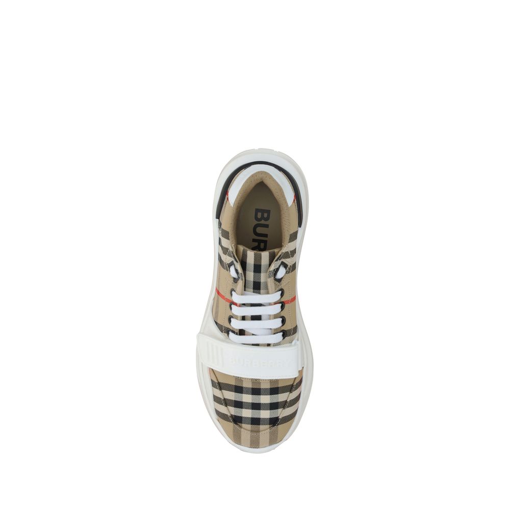 Burberry Beige Calf Leather Bos Taurus Athletic Sneakers - Luxe Nova