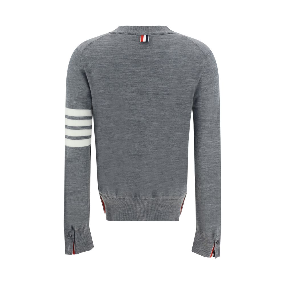 Thom Browne Gray Merino Wool Polo Shirt - Luxe Nova